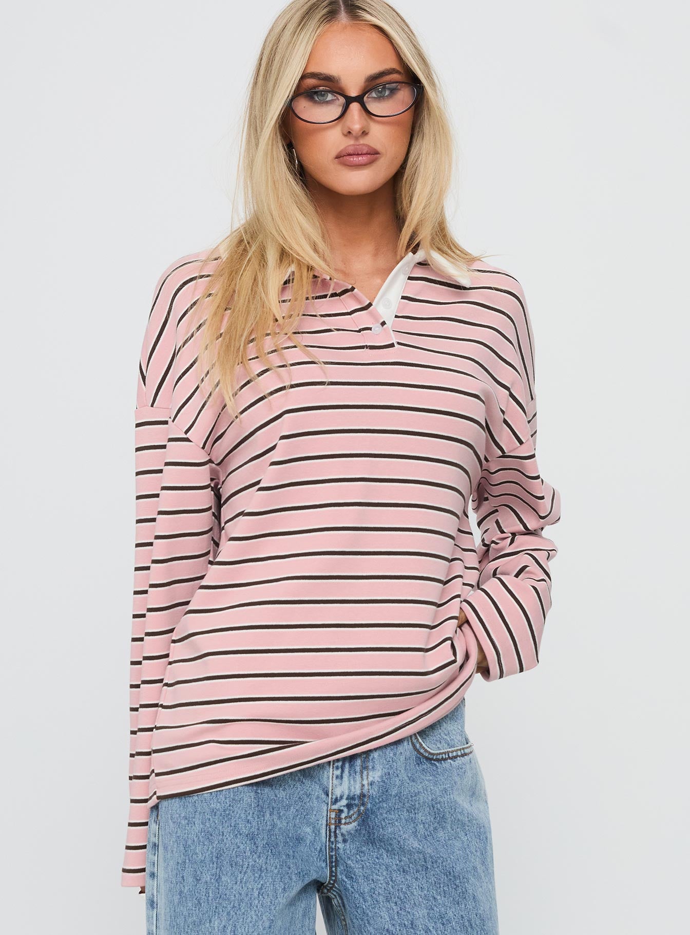 High Regard Collared Jersey Pink Stripe - Image 2