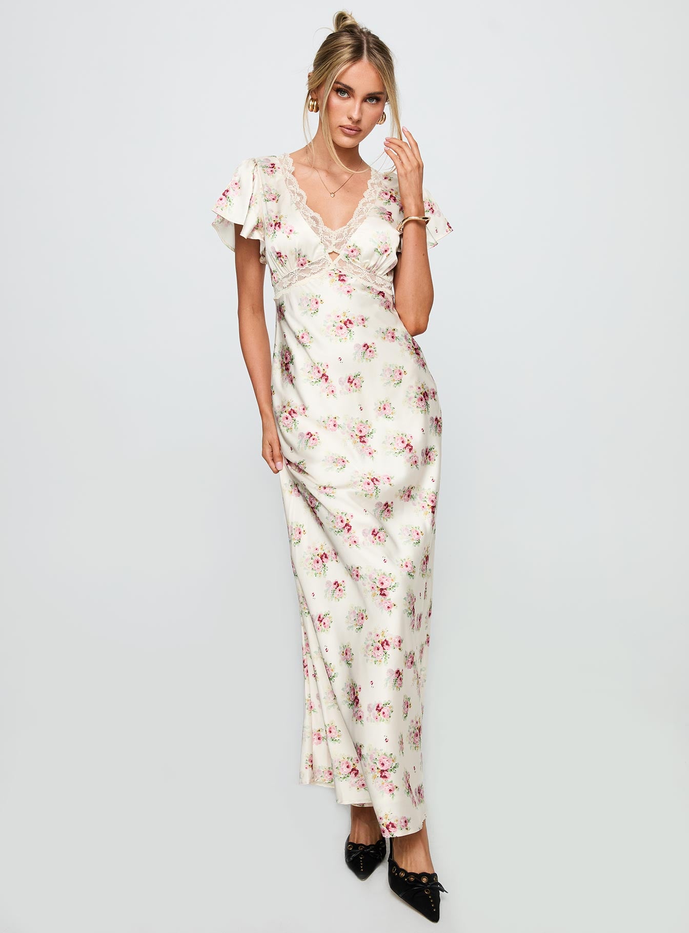 Miraselle Maxi Dress Cream Floral - Image 2