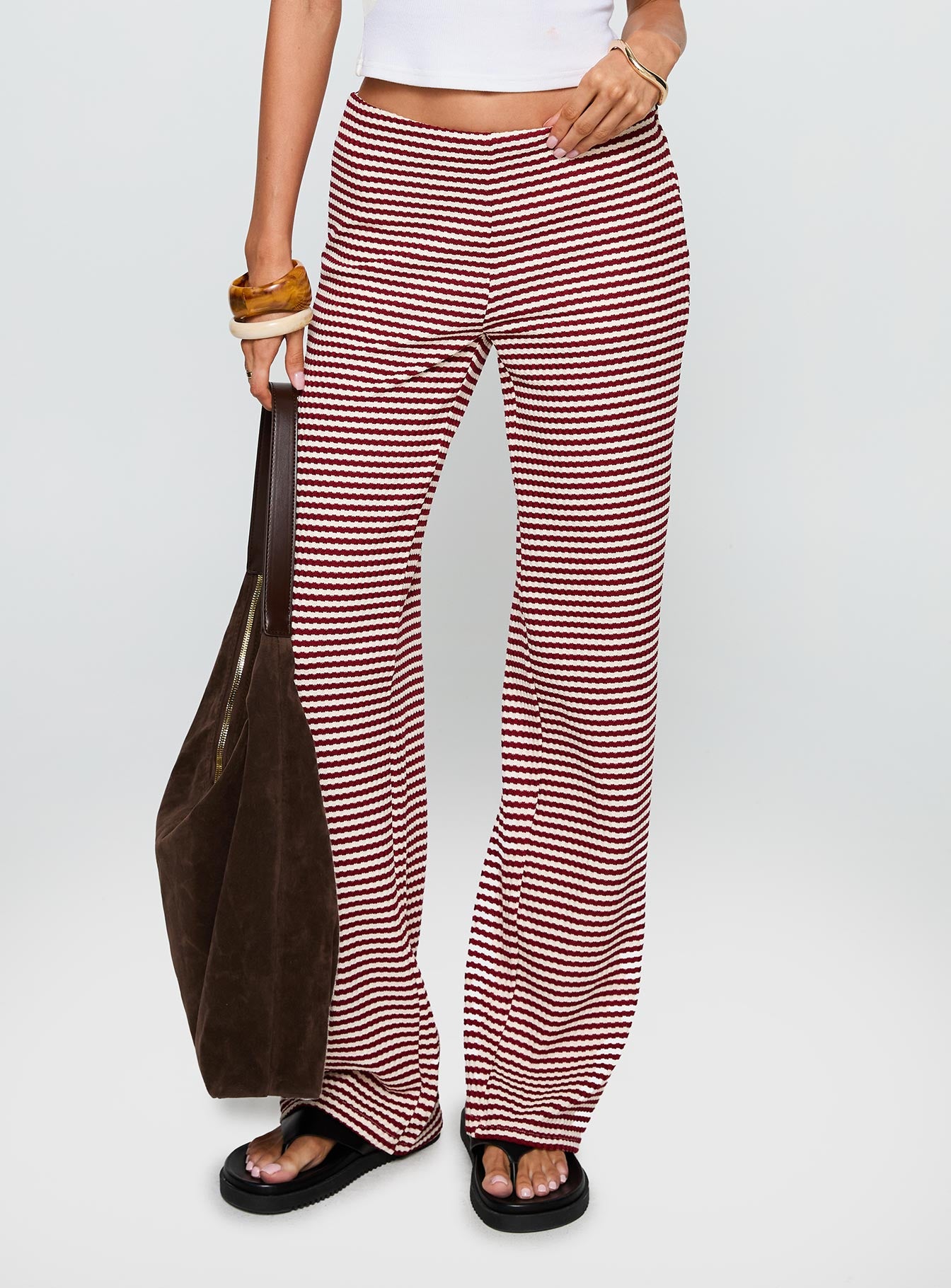 Next To Me Lounge Pant Red White Stripe - Image 2