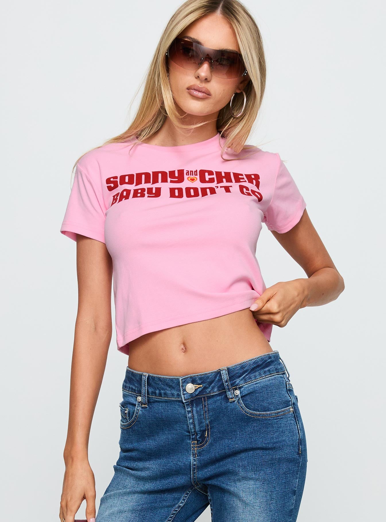 Sonny And Cher Vintage Graphic Top Pink - Image 2
