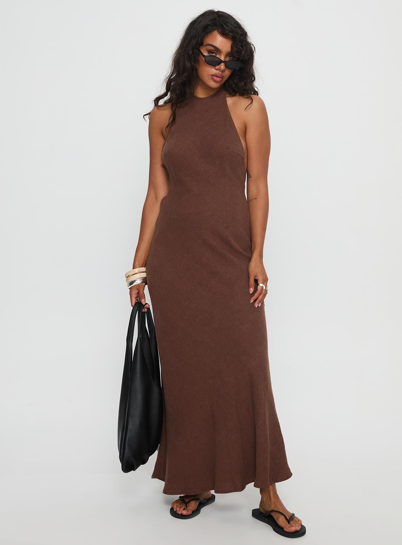 Annetta Halter Maxi Dress Chocolate - Image 2