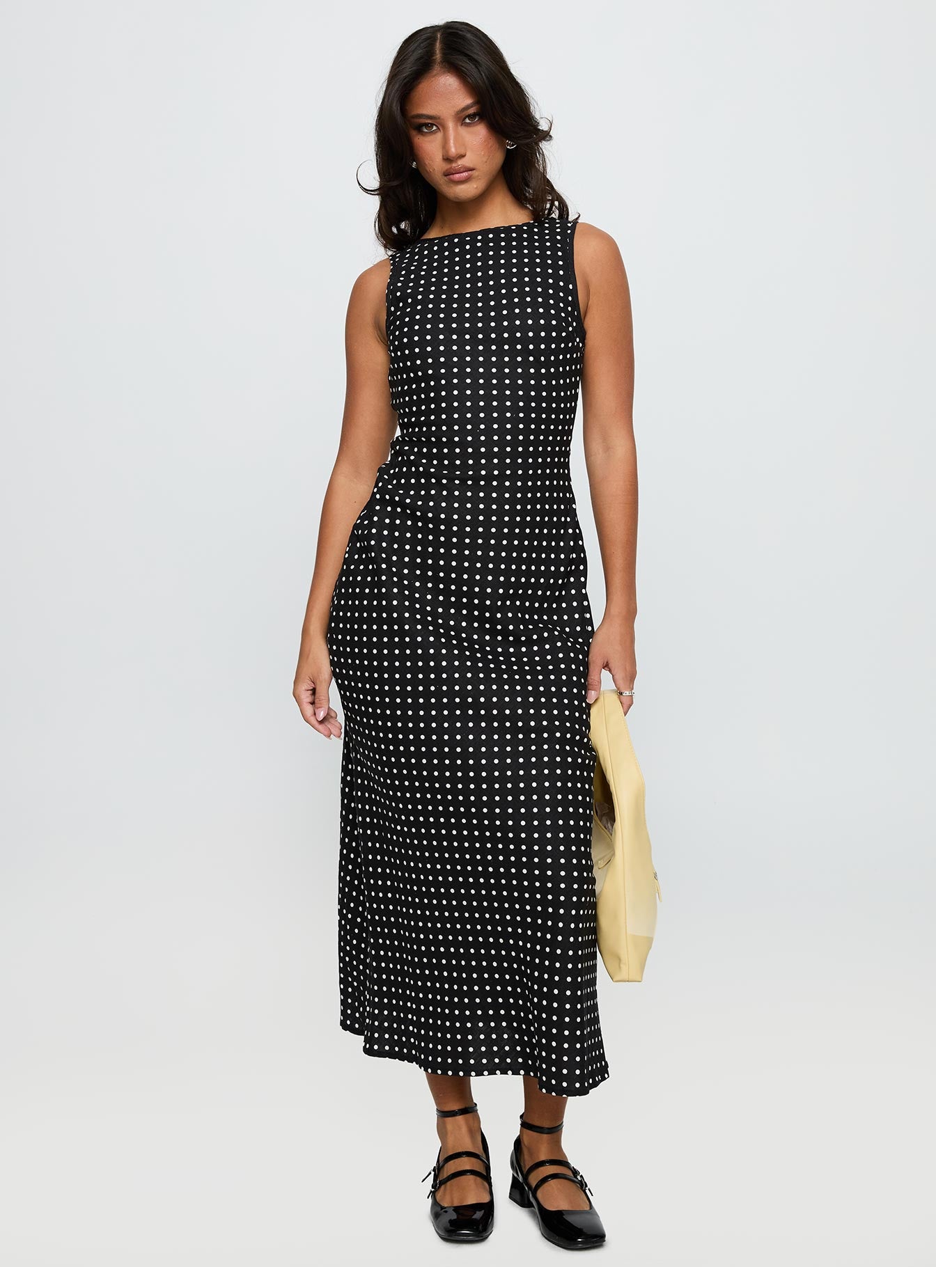Voyager Linen Blend Midi Dress Black Polka - Image 2