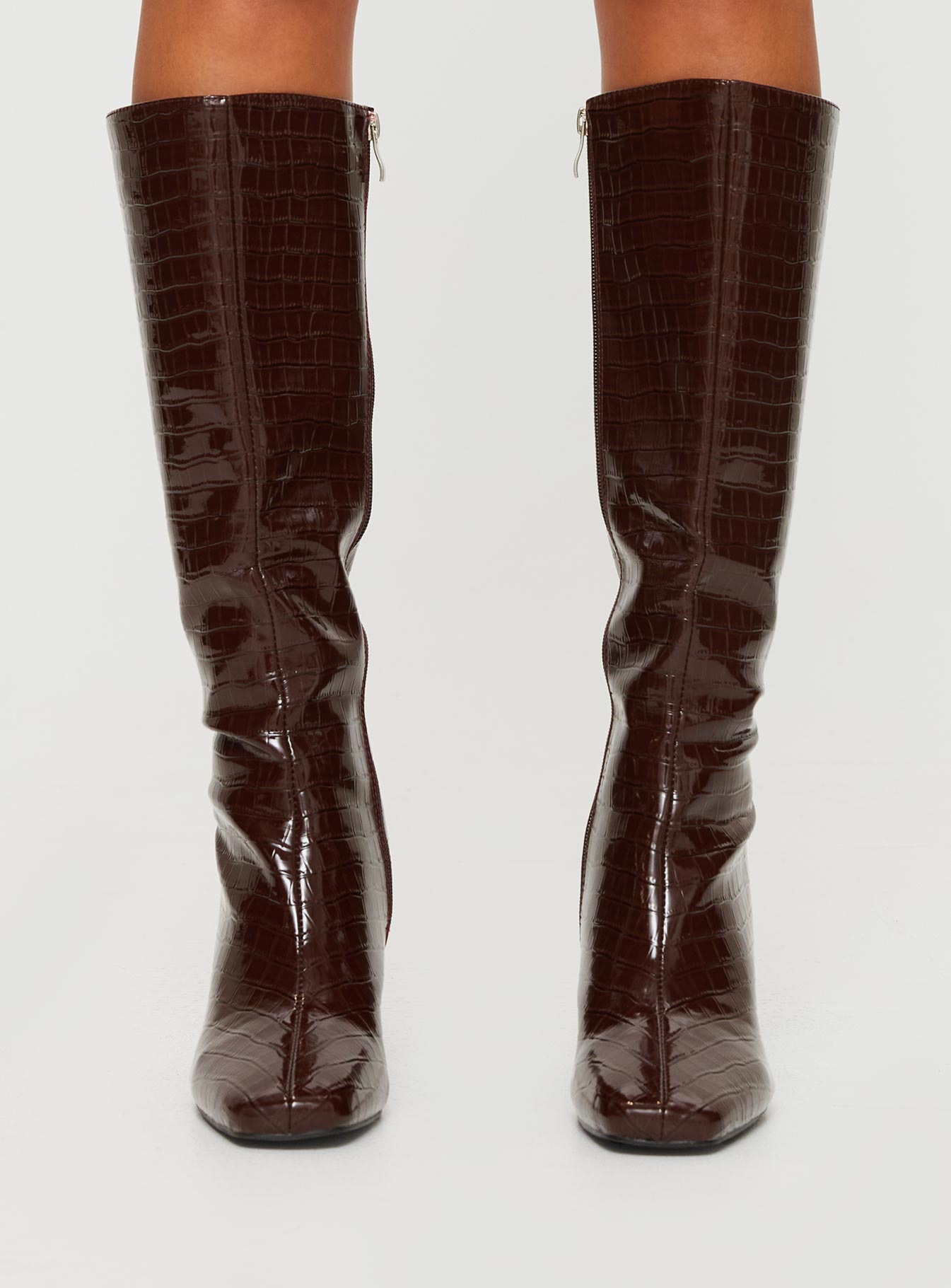 Alexx Knee High Boots Burgundy - Image 3