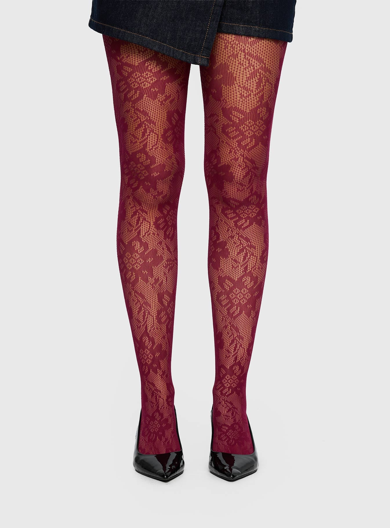 Ammelia Sheer Lace Tights Red - Image 2