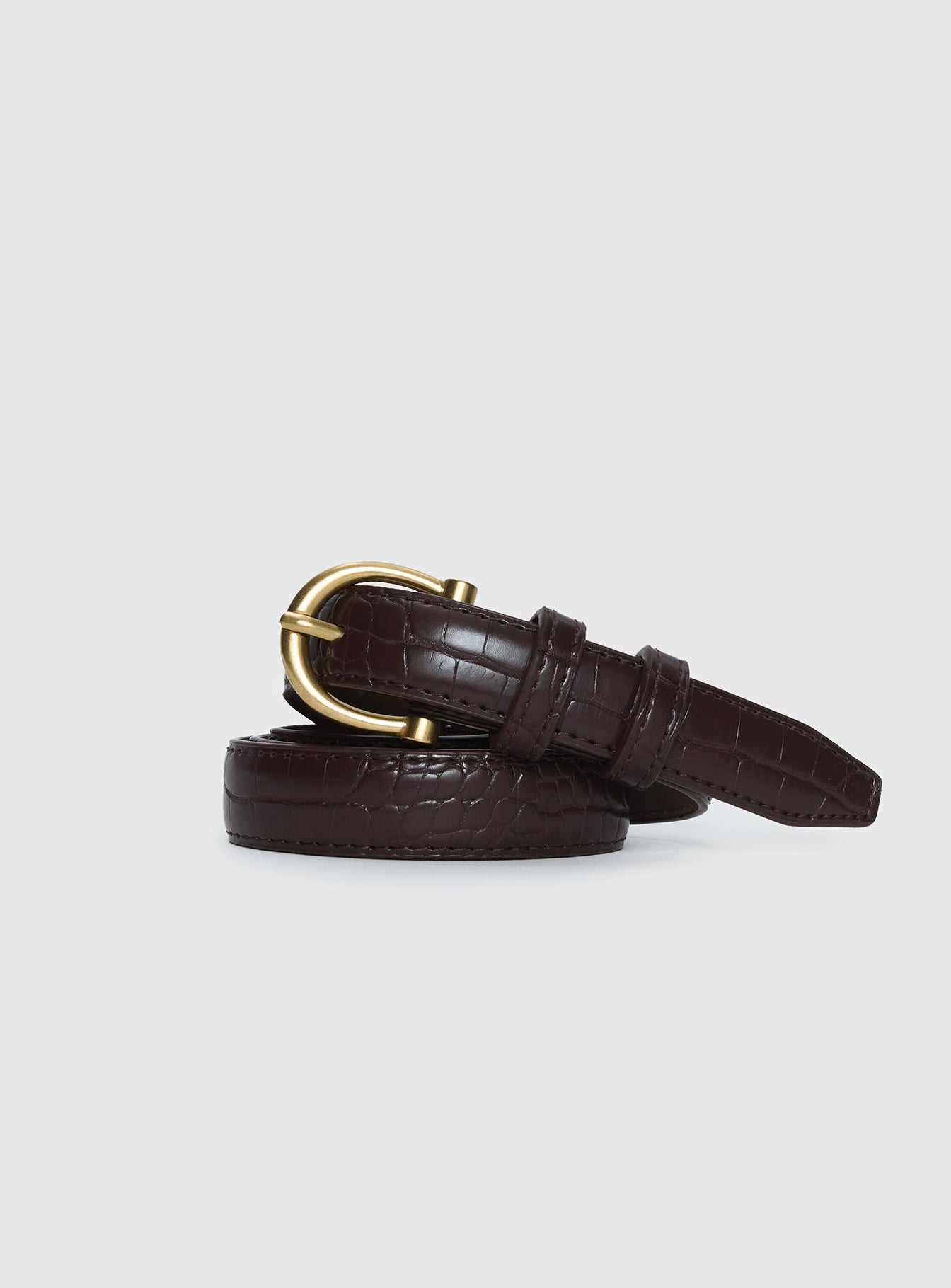 Top Tier Textured Belt Chocolate Gold - Image 2