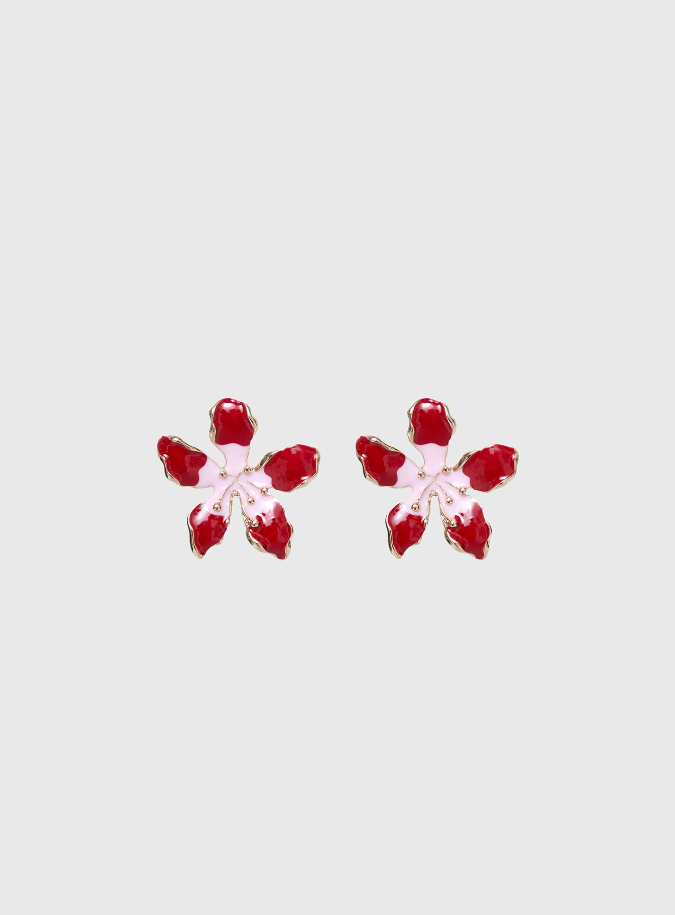 Ysabelle Flower Earrings Pink Red - Image 2