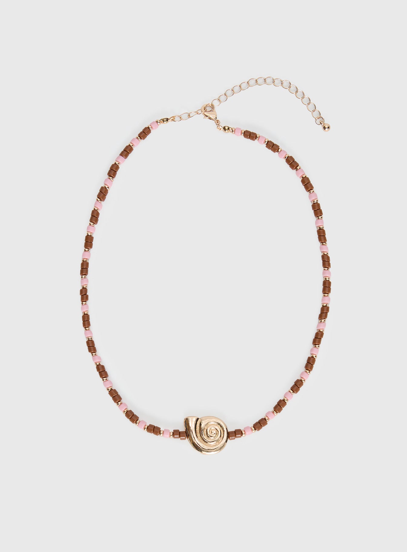 Danyel Beaded Necklace Pink Brown - Image 2