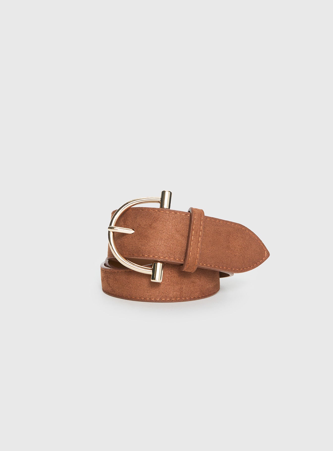 Runey Faux Suede Belt Brown Gold - Image 2