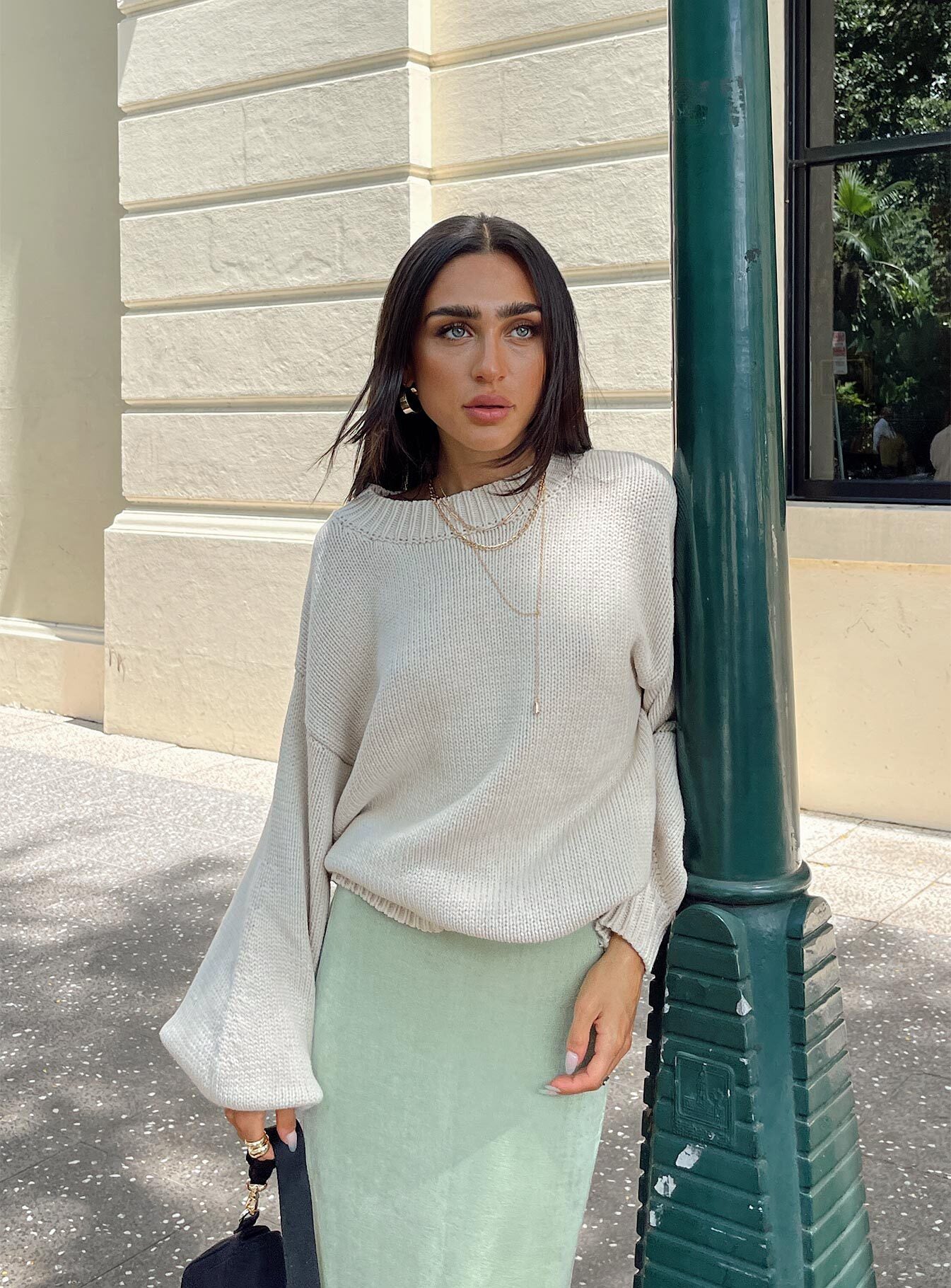 Harmony Balloon Sleeve Knit Sweater Beige - Image 8