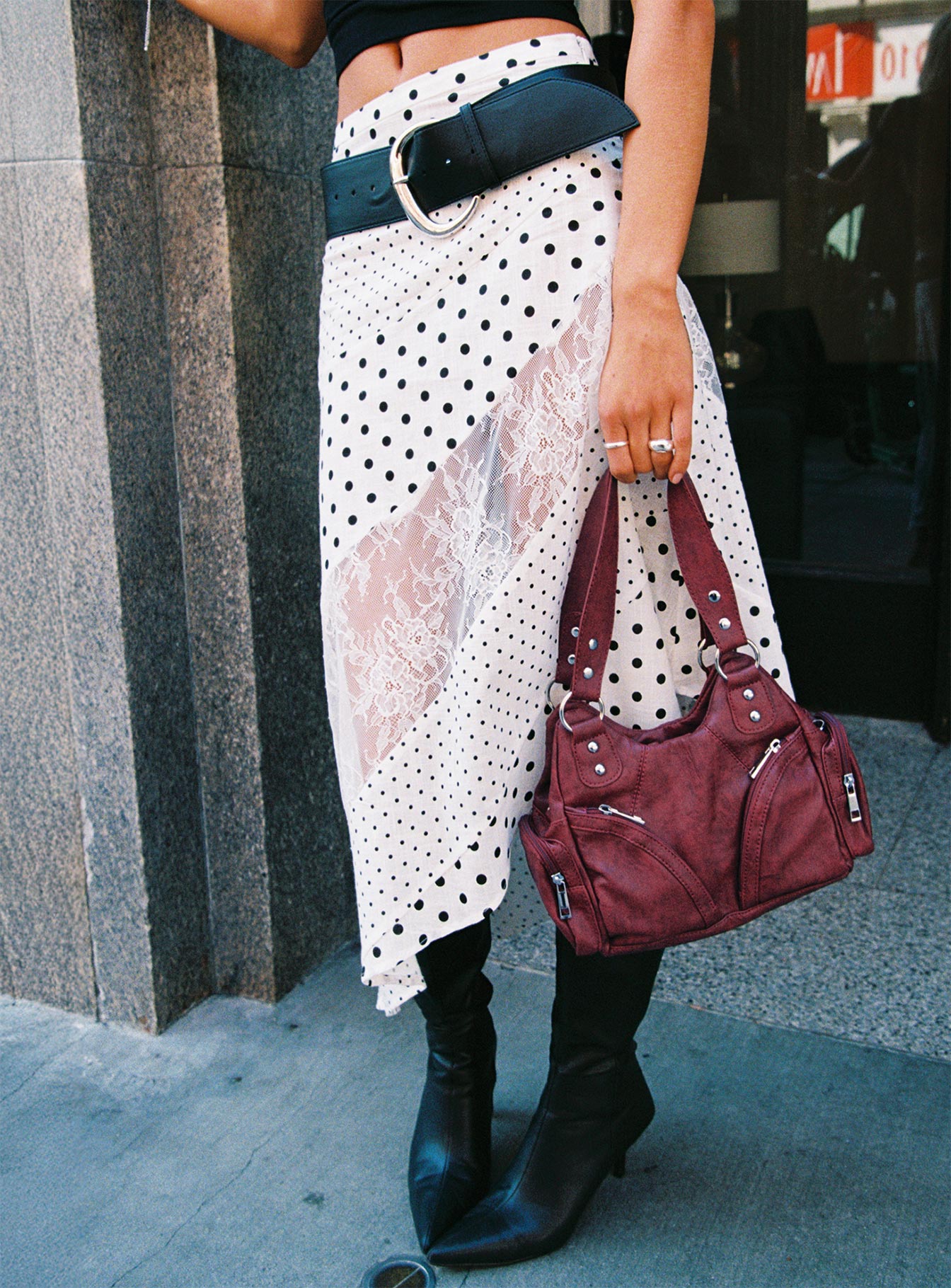 Rennar Maxi Skirt White Polka Dot - Image 9