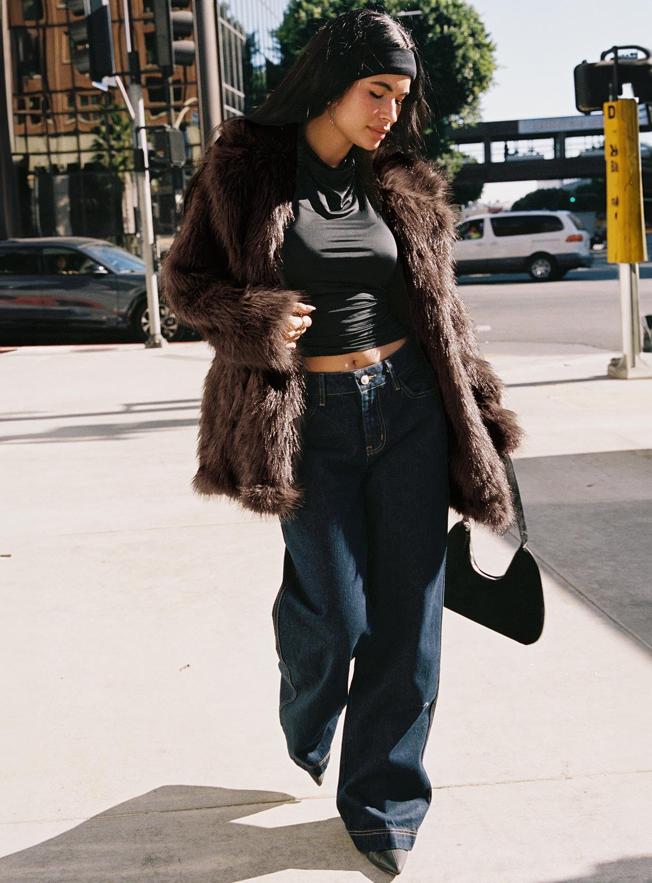 Super Trouper Faux Fur Jacket Brown - Image 2