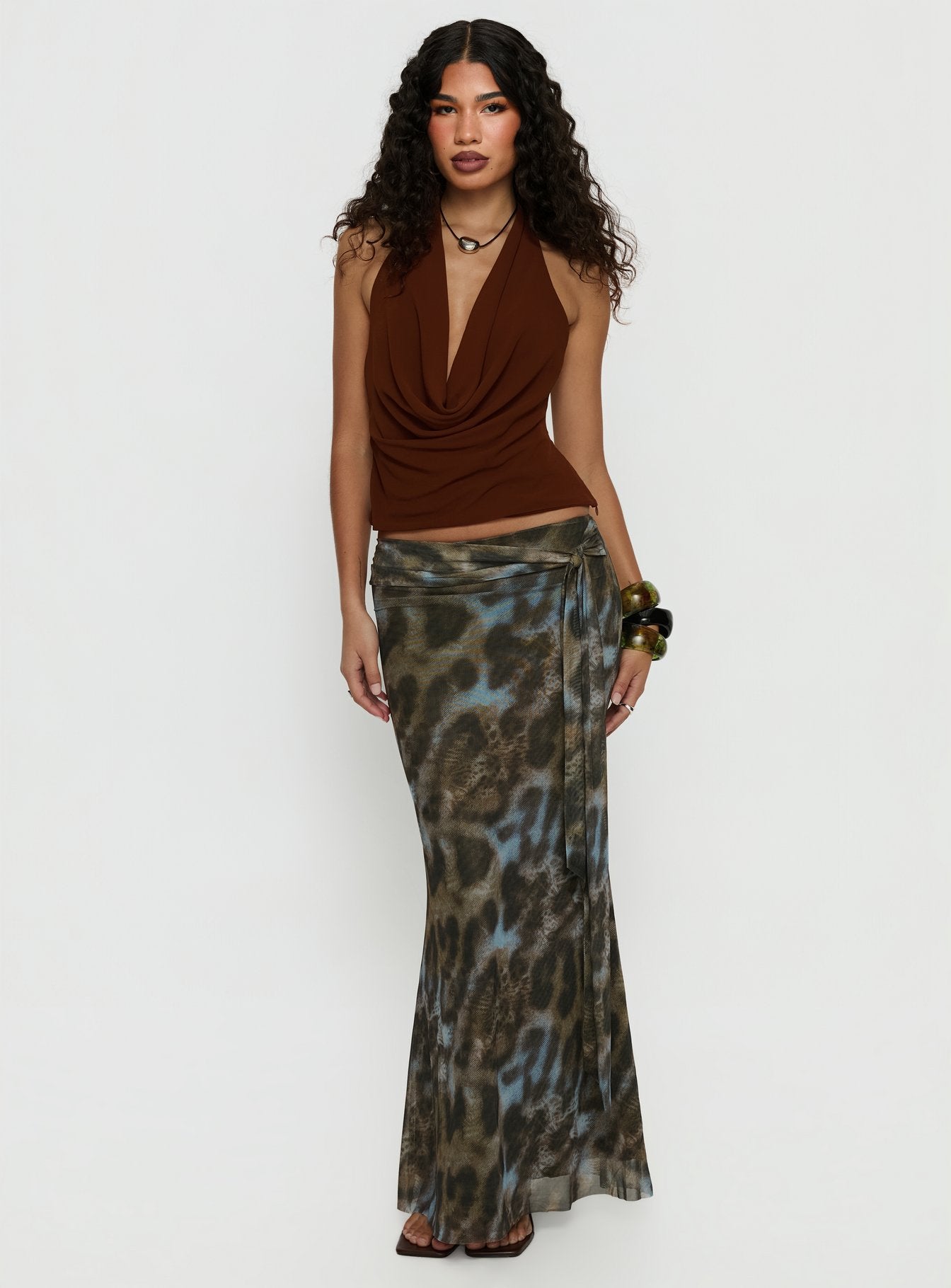 Caviar Tie Maxi Skirt Leopard - Image 3