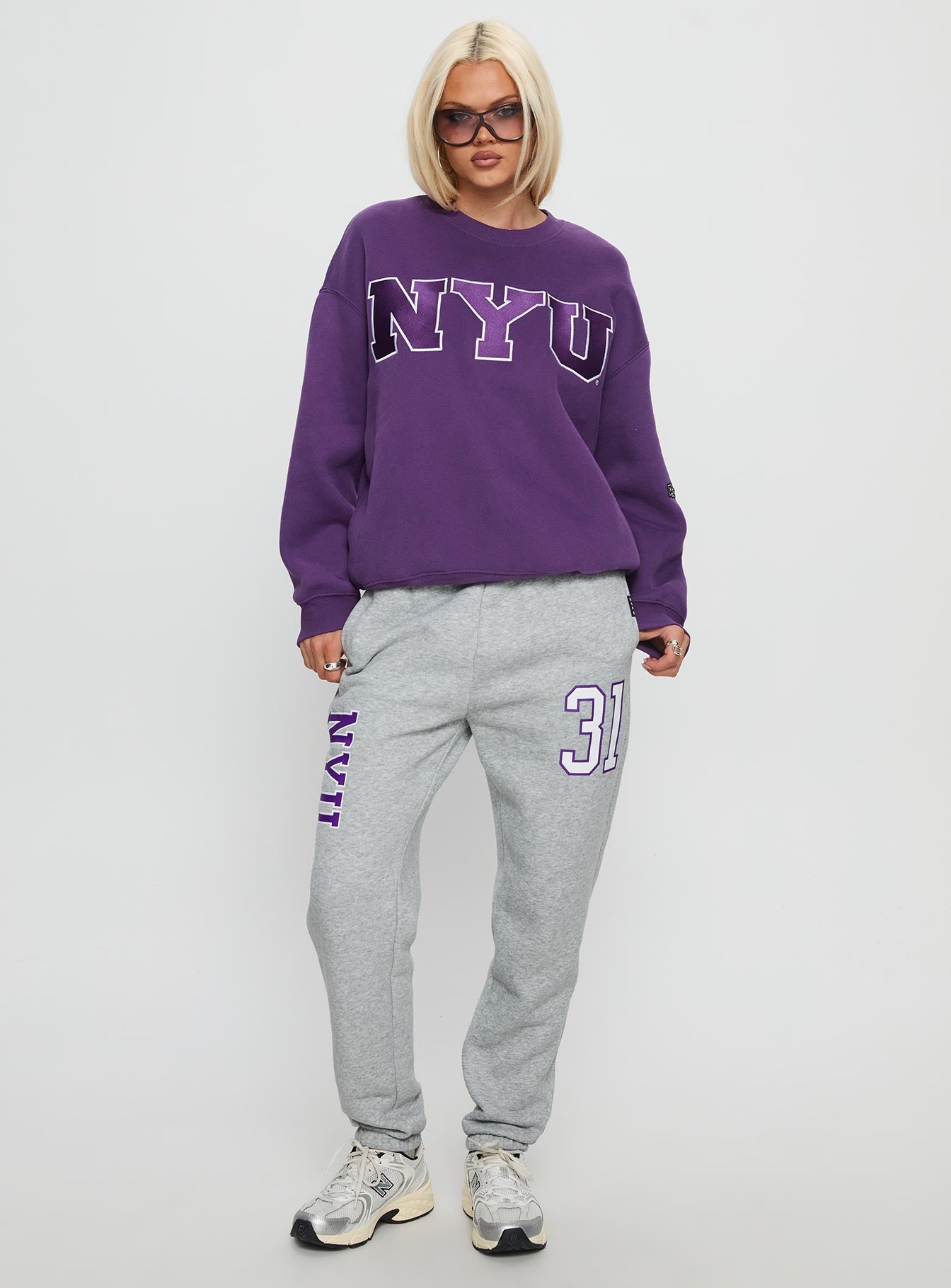 Nyu Basic Sweatpants Heather Grey - Image 2
