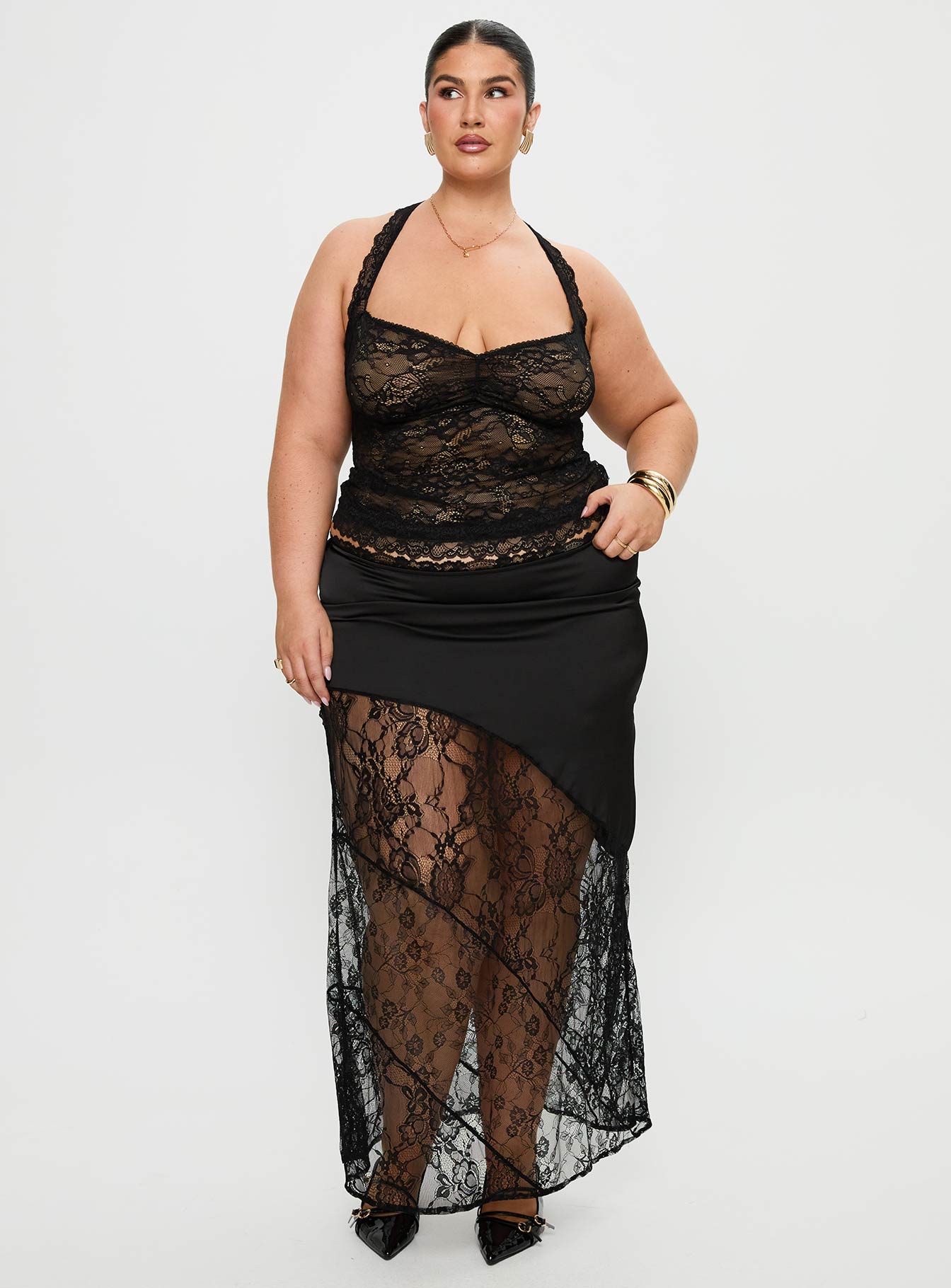 Castelli Lace Maxi Skirt Black Curve - Image 3