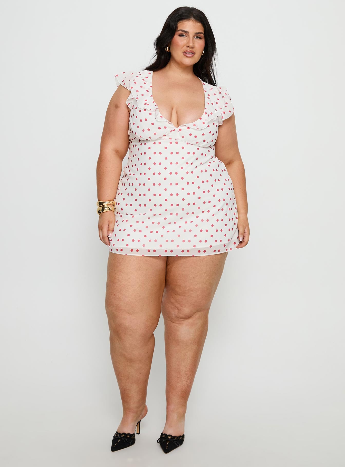 I Guess So Mini Dress White Burgundy Curve - Image 3