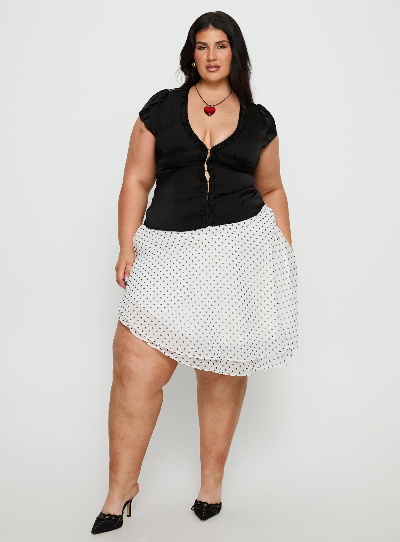 Tatianna Frill Blouse Top Black Curve - Image 3