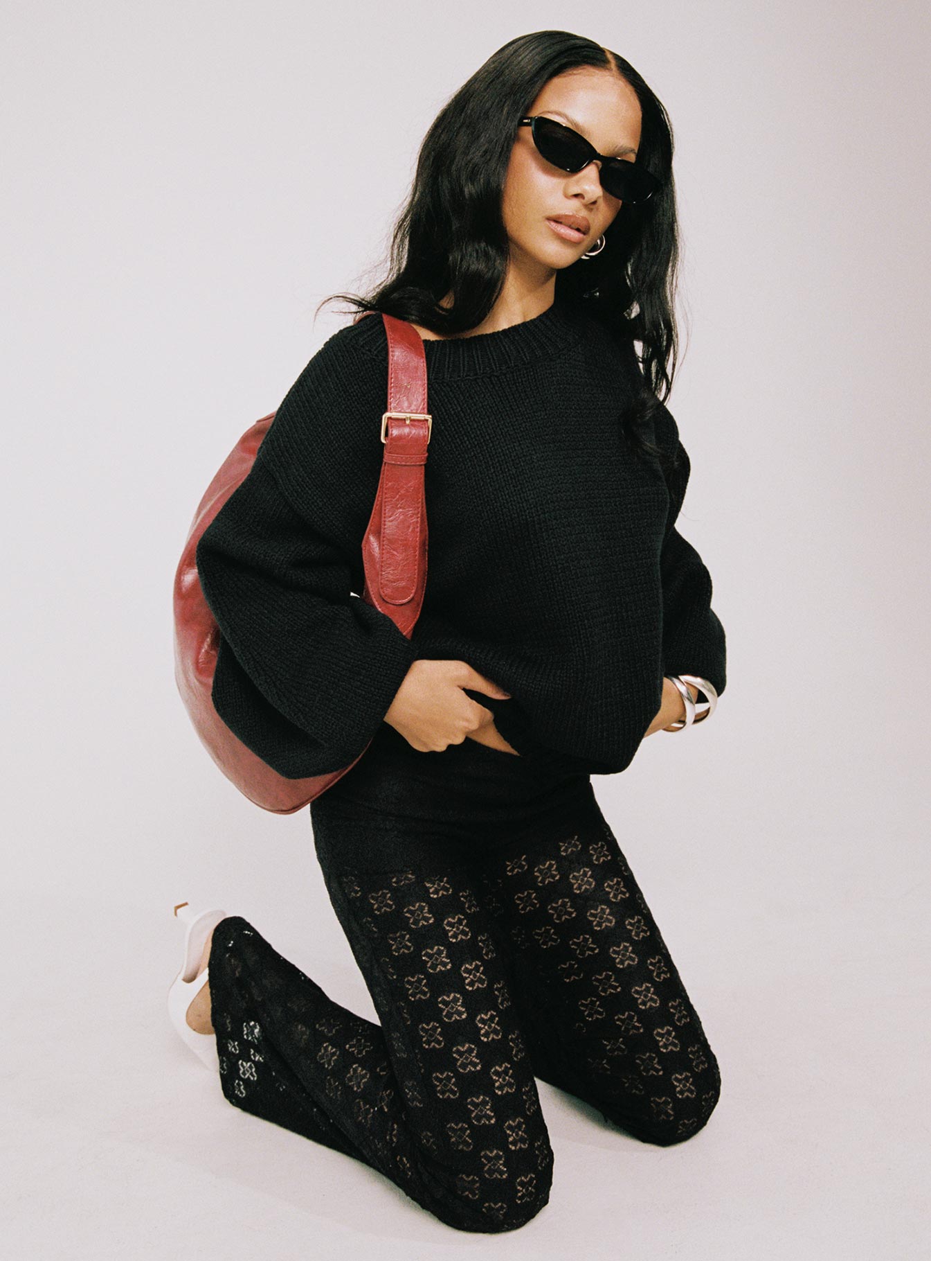 Harmony Balloon Sleeve Knit Sweater Black - Image 12