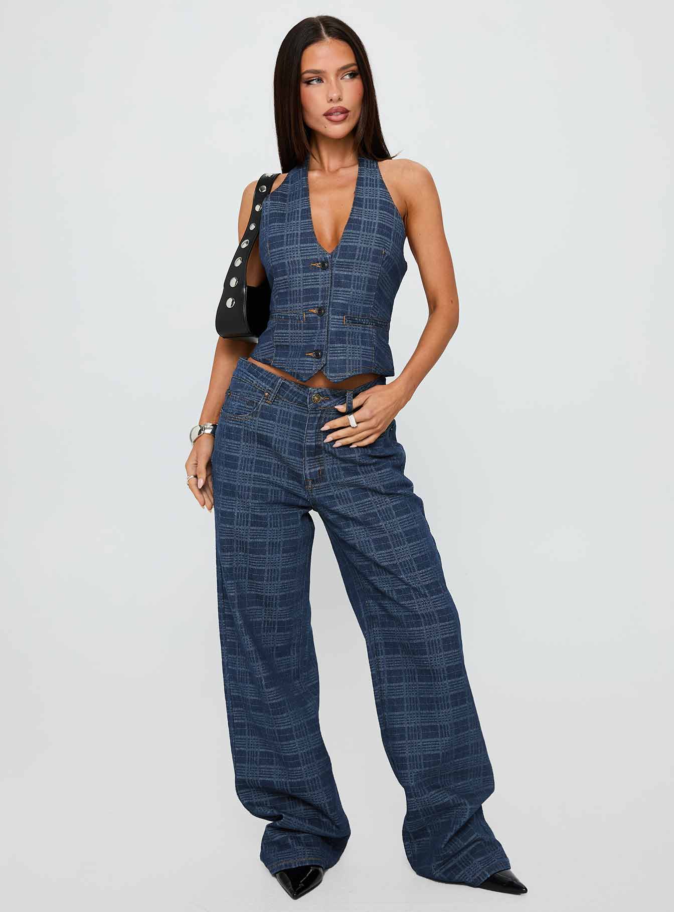 Renewal Halter Top Indigo Plaid - Image 3