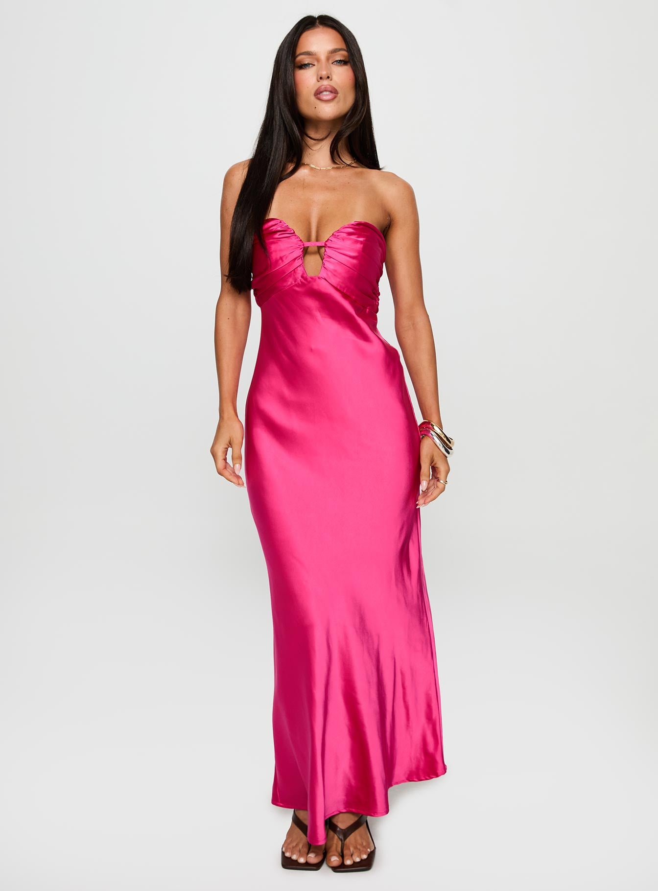 Cyprian Strapless Maxi Dress Hot Pink - Image 2