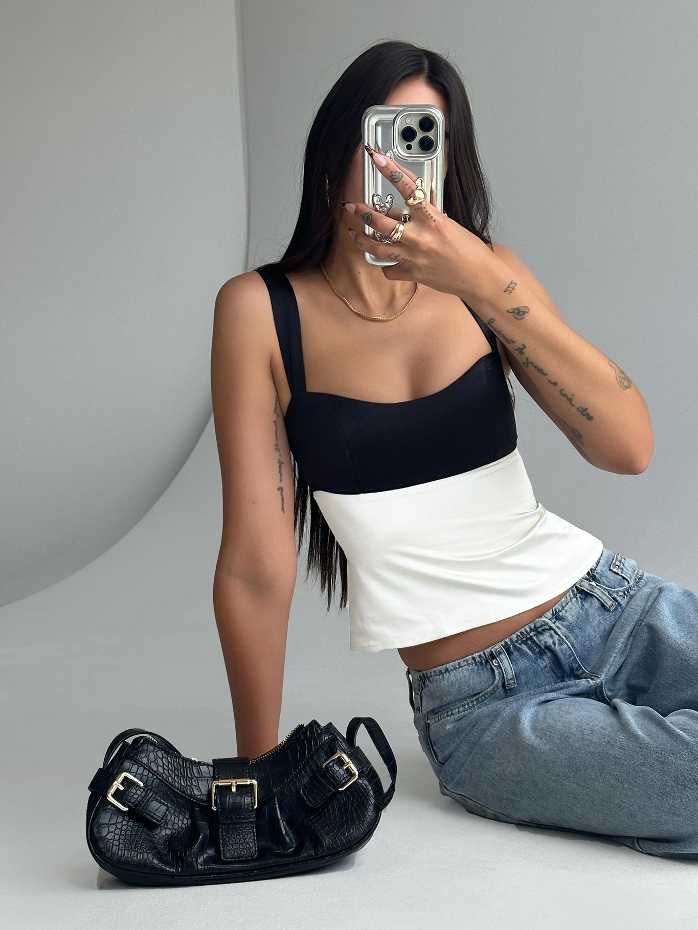 Chantell Top Black  Cream