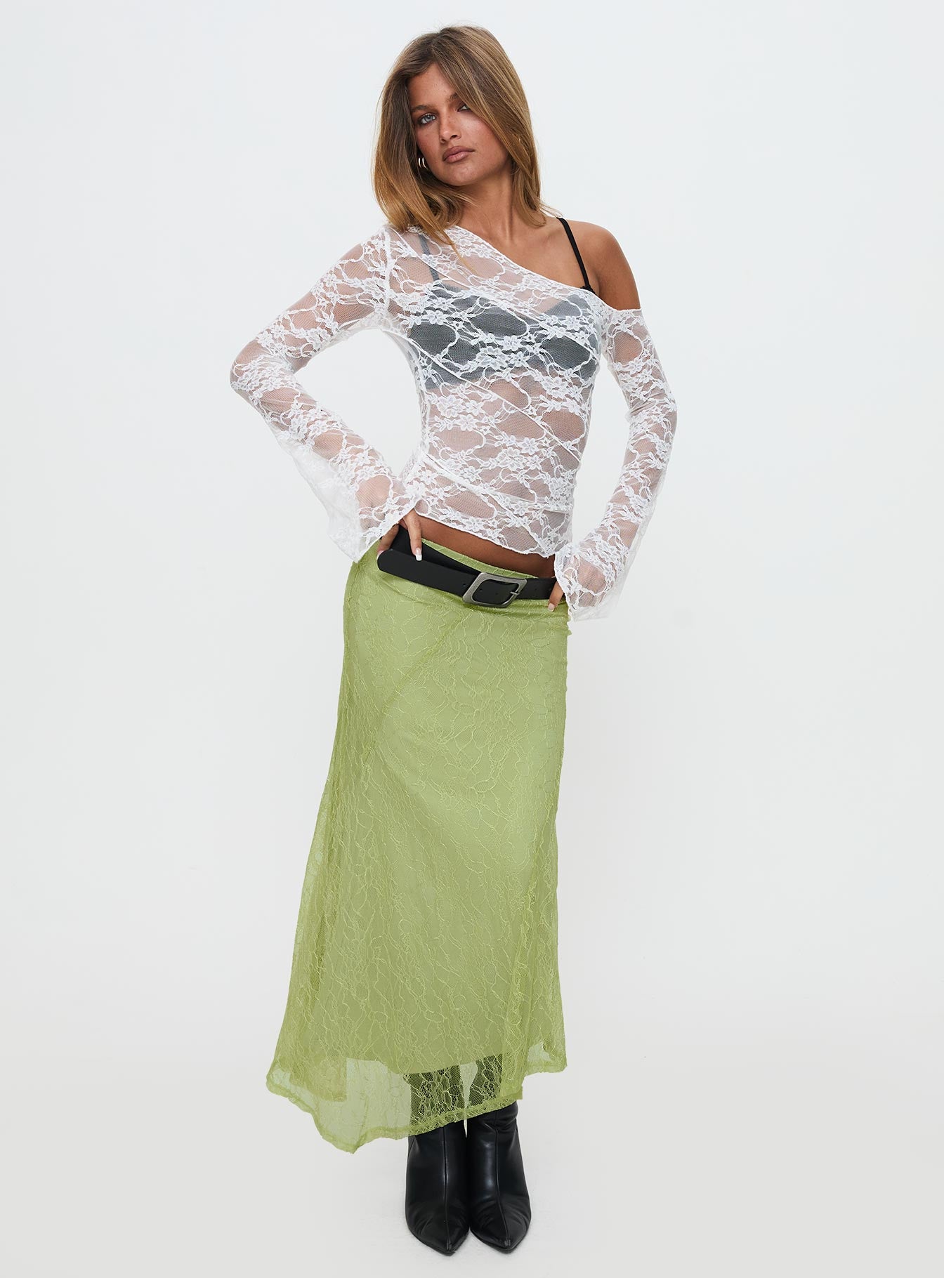 Dreamcatcher Lace Maxi Skirt Green - Image 5