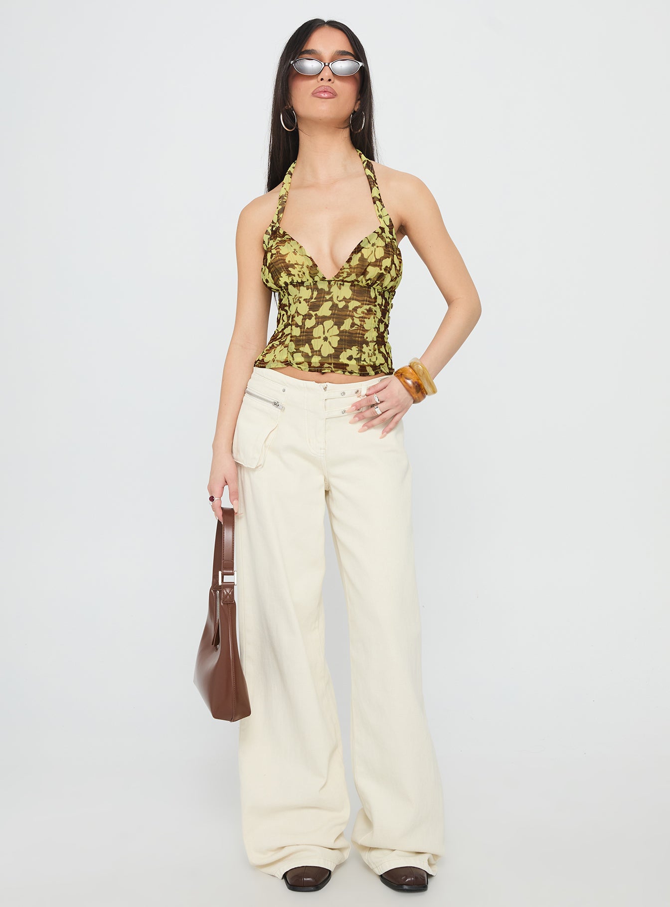 Aspyn Halter Top Yellow Floral - Image 2