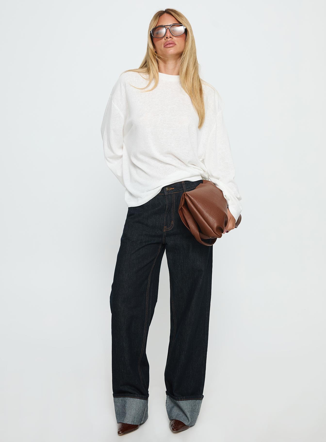 Zaydee Oversized Long Sleeve Top White - Image 3