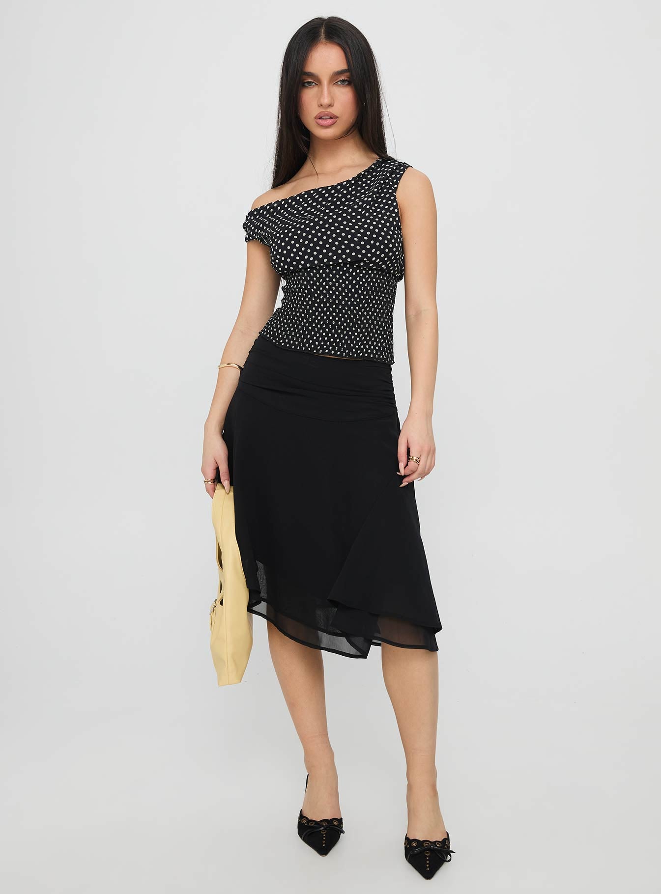 Evanescence Asymmetrical Midi Skirt Black - Image 3