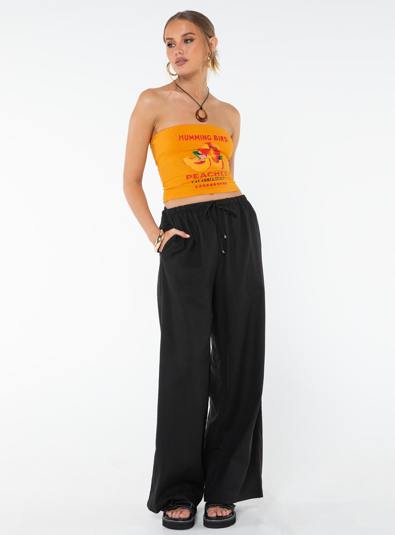 Ogilvie Linen Blend Pants Black - Image 3