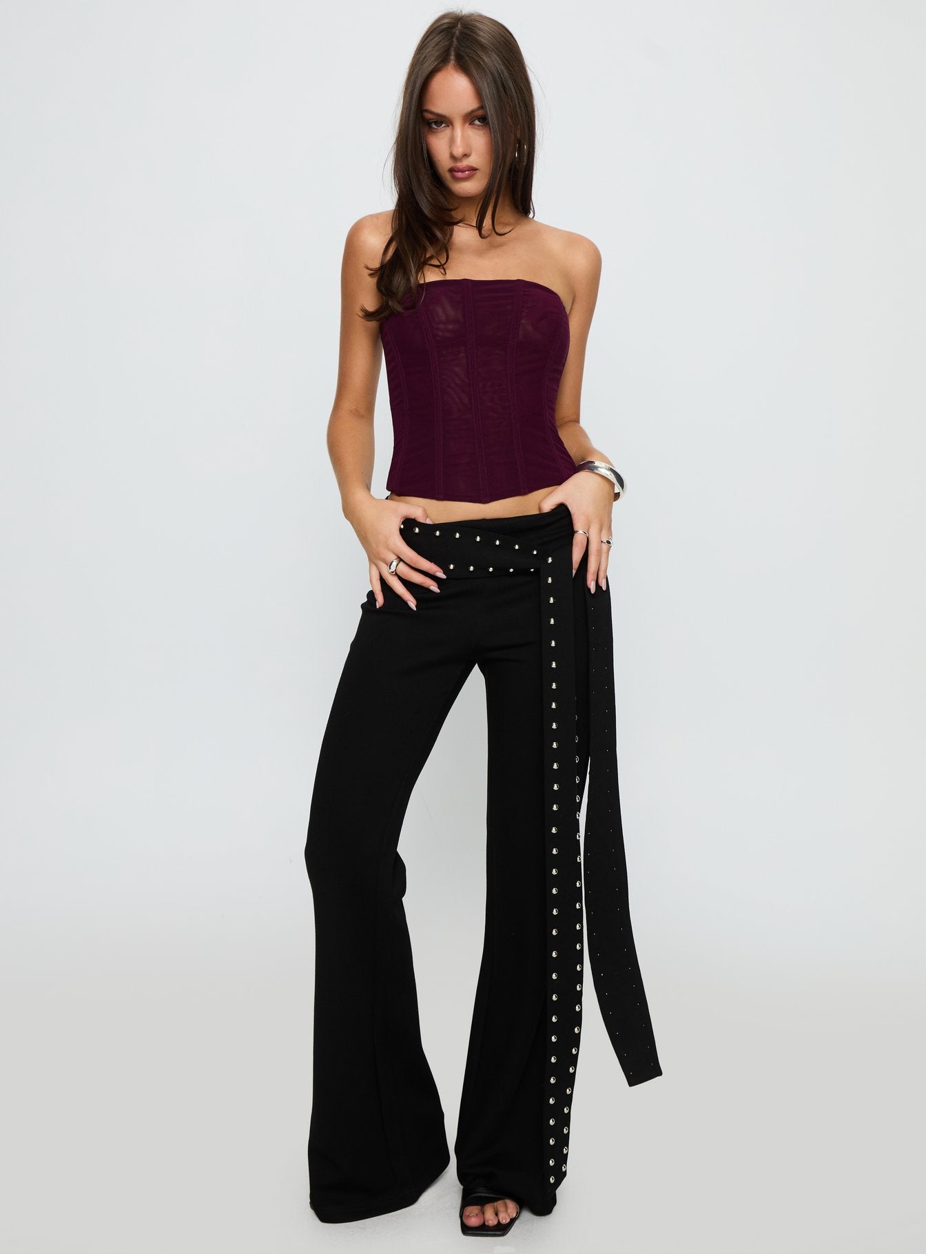 Nikolia Studded Wrap Belt Pants Black - Image 3