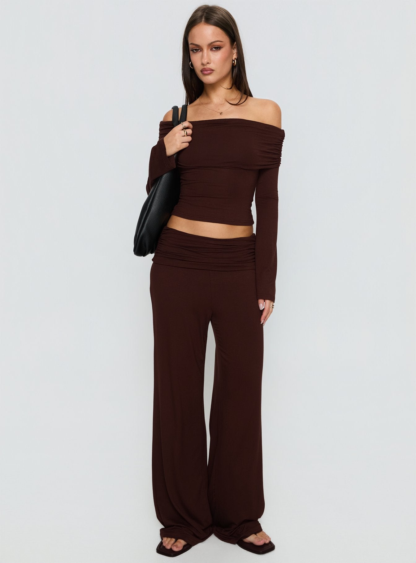 Fawne Ruched Folded Pants Brown - Image 3