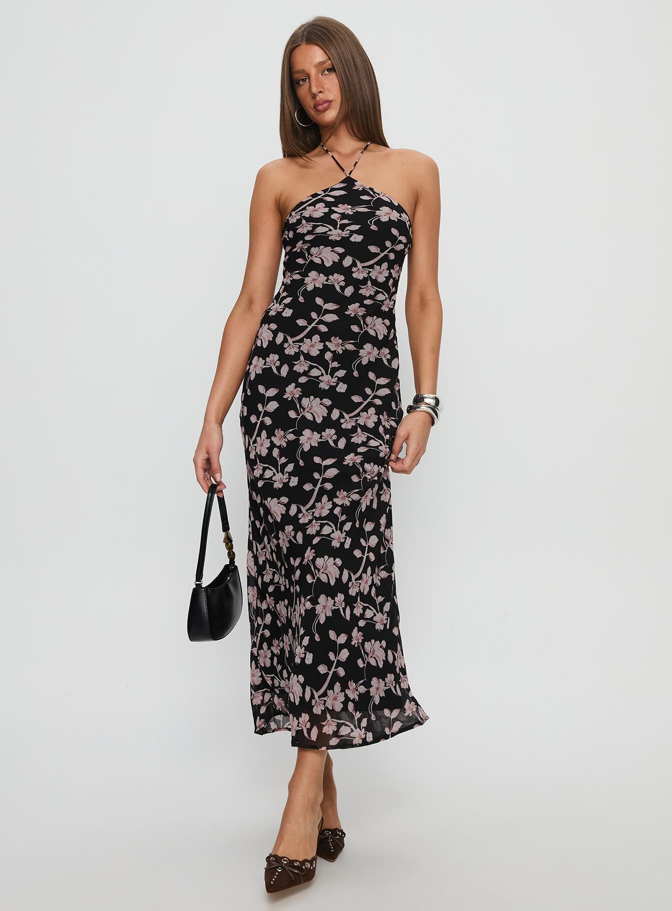 Anisa Halter Maxi Dress Black Floral - Image 3