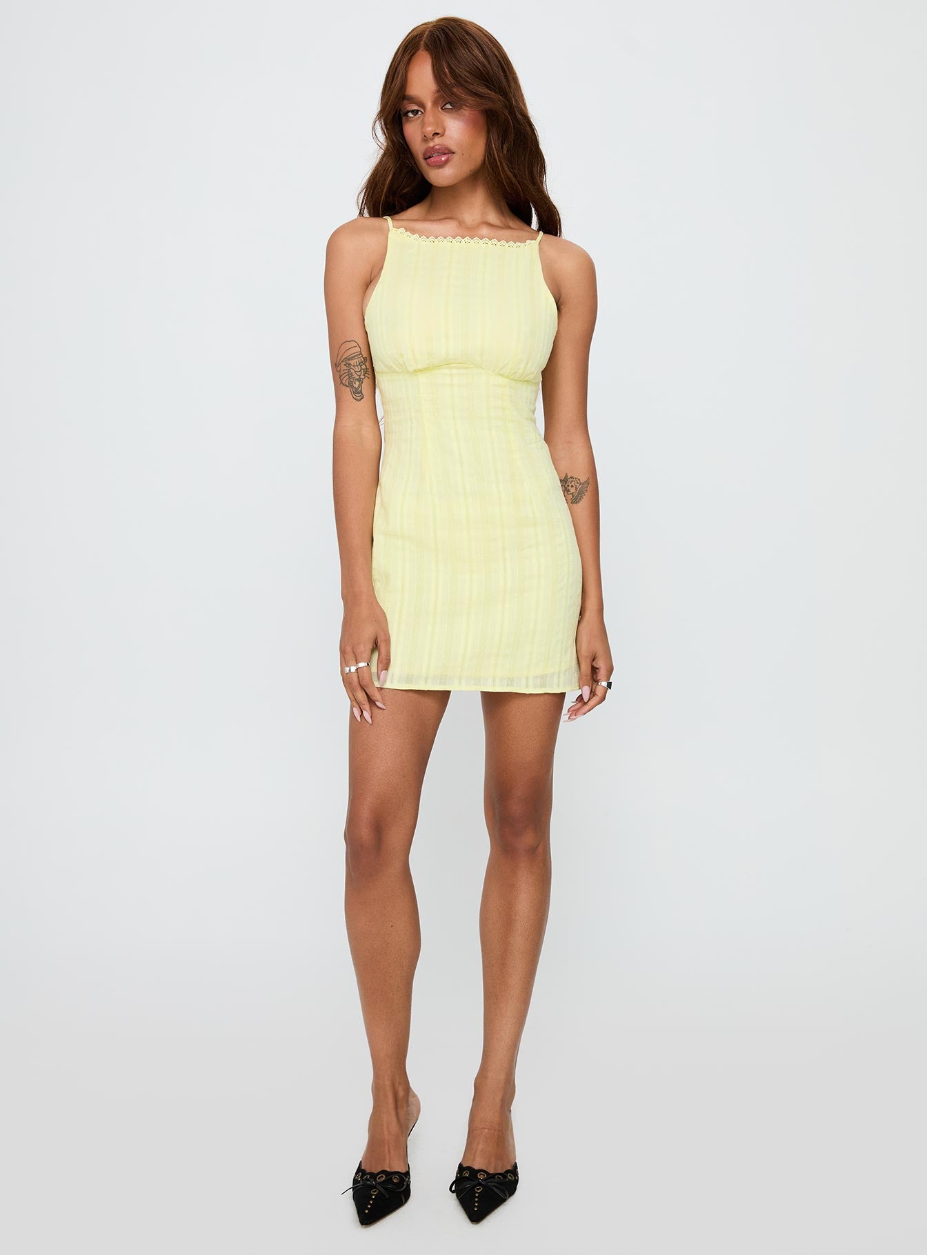 I Know Places Mini Dress Lemon - Image 2