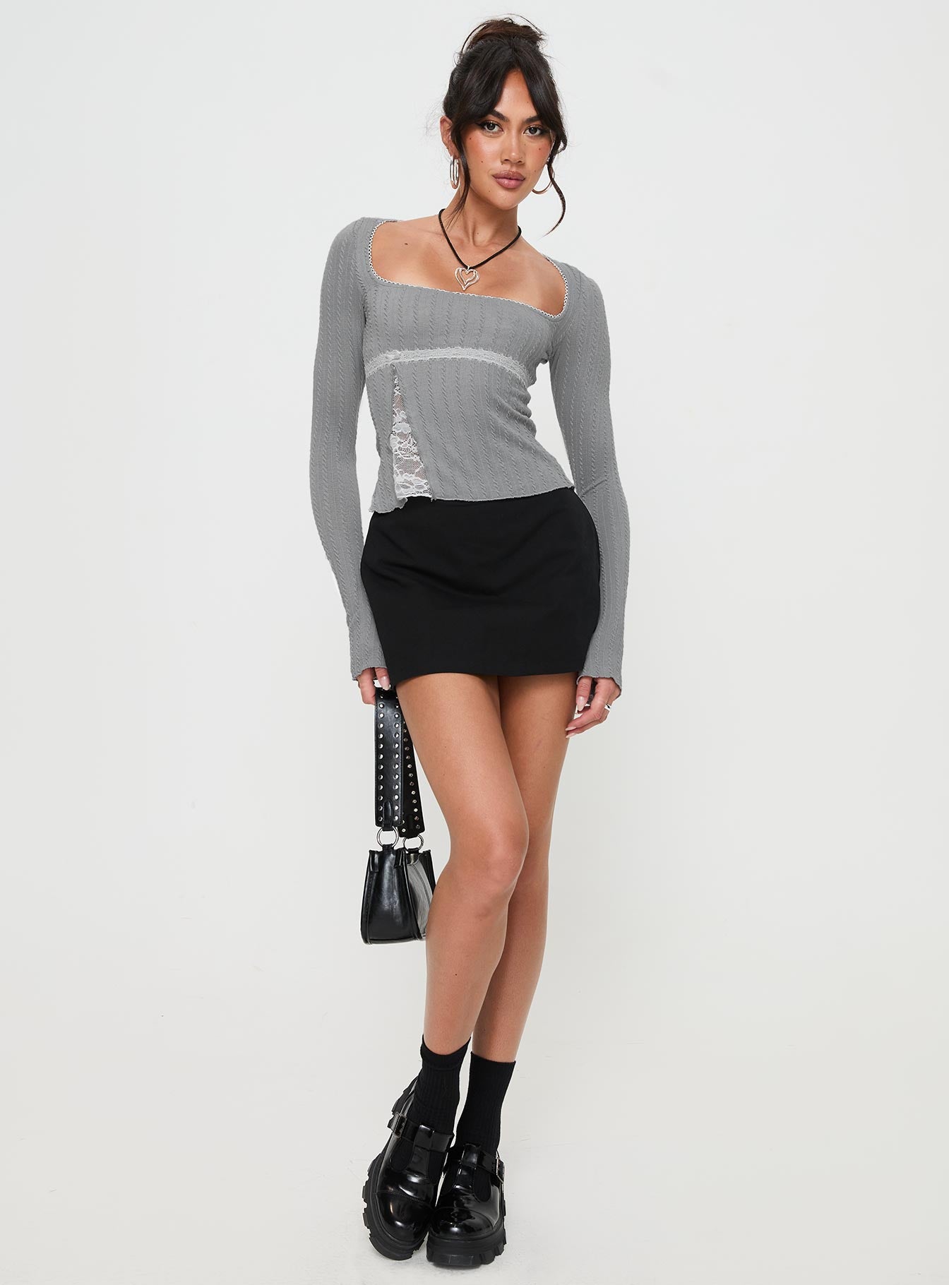Noir Long Sleeve Top Grey - Image 3