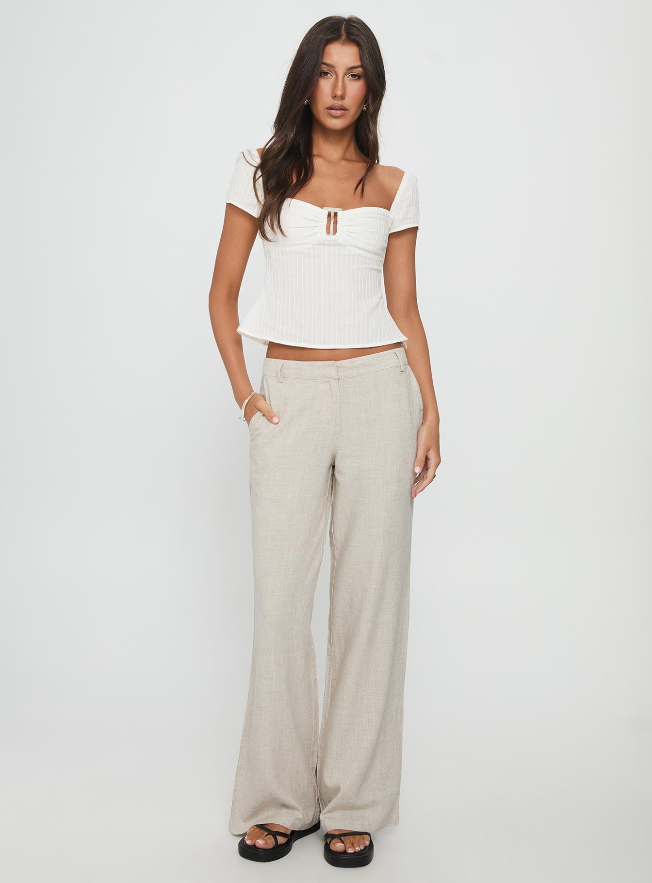 Syrena Tailored Wide Leg Pant Natural - Image 3