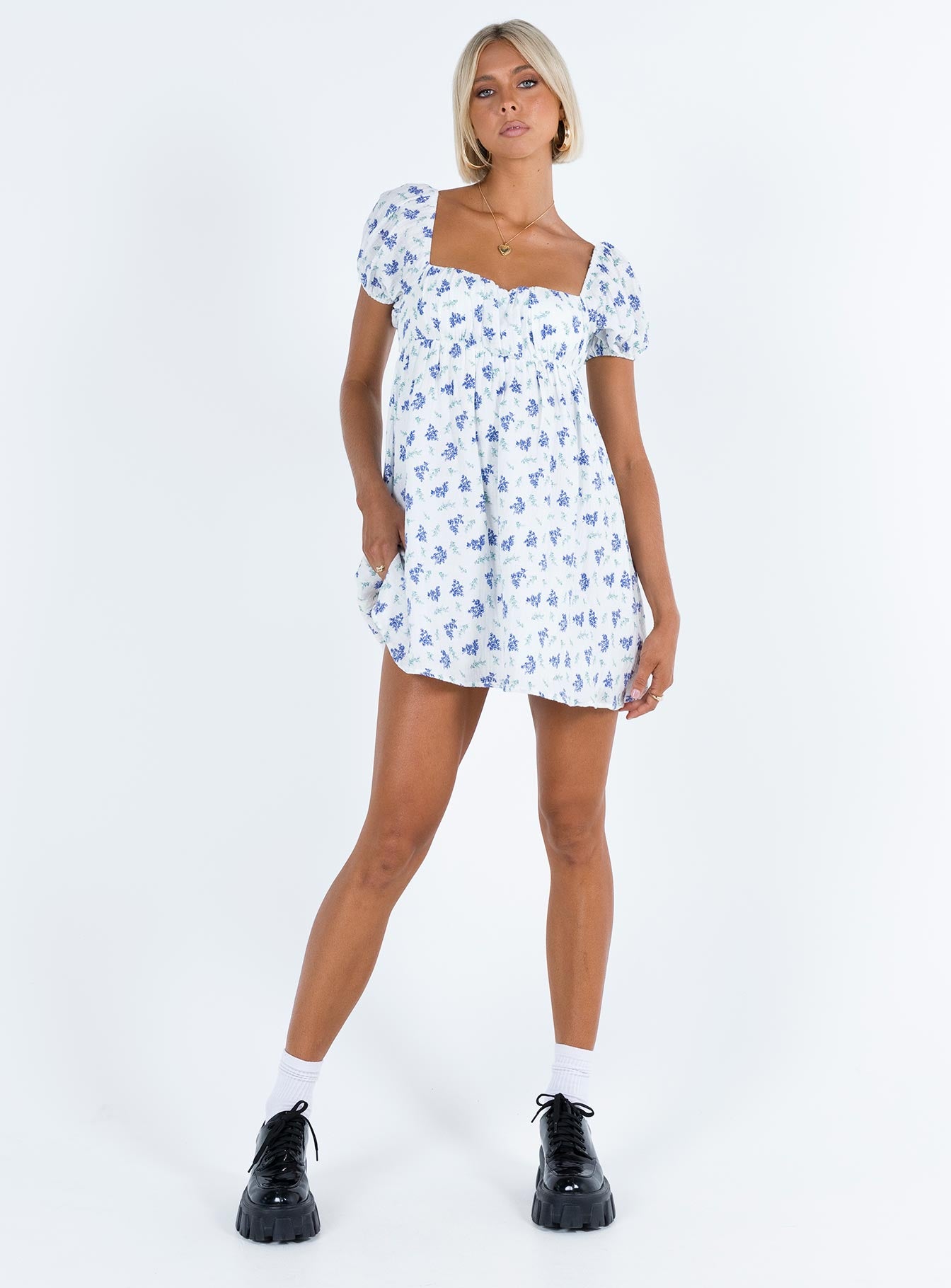 Lets Dance Mini Dress Blue Floral - Image 4