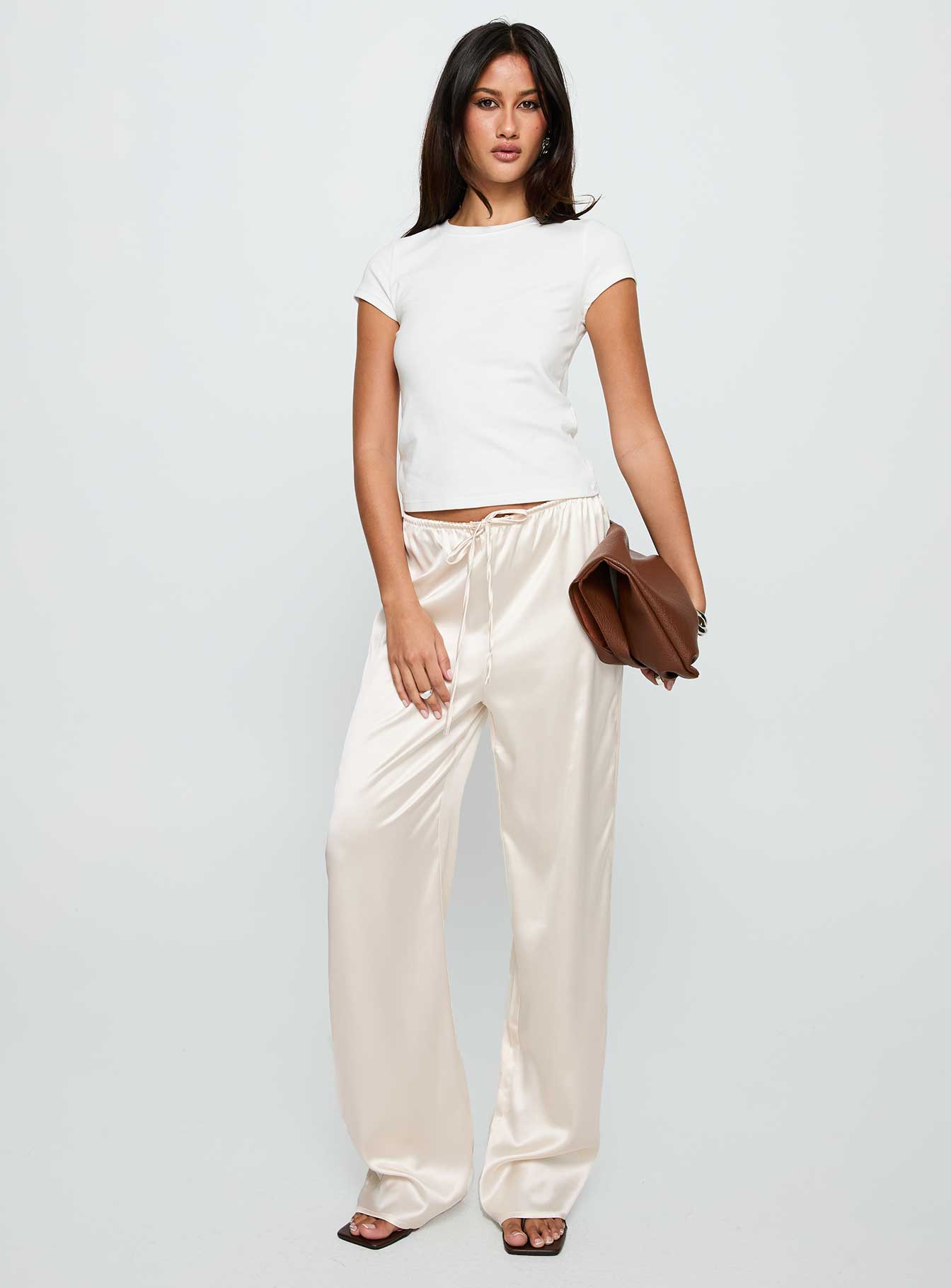 Soulstar Satin Pants Champagne - Image 3