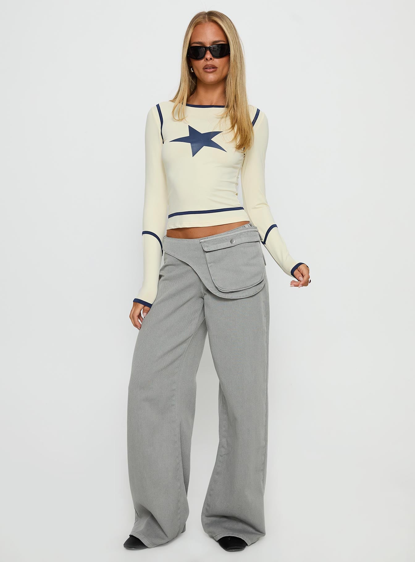 Starshot Long Sleeve Graphic Top Cream - Image 3