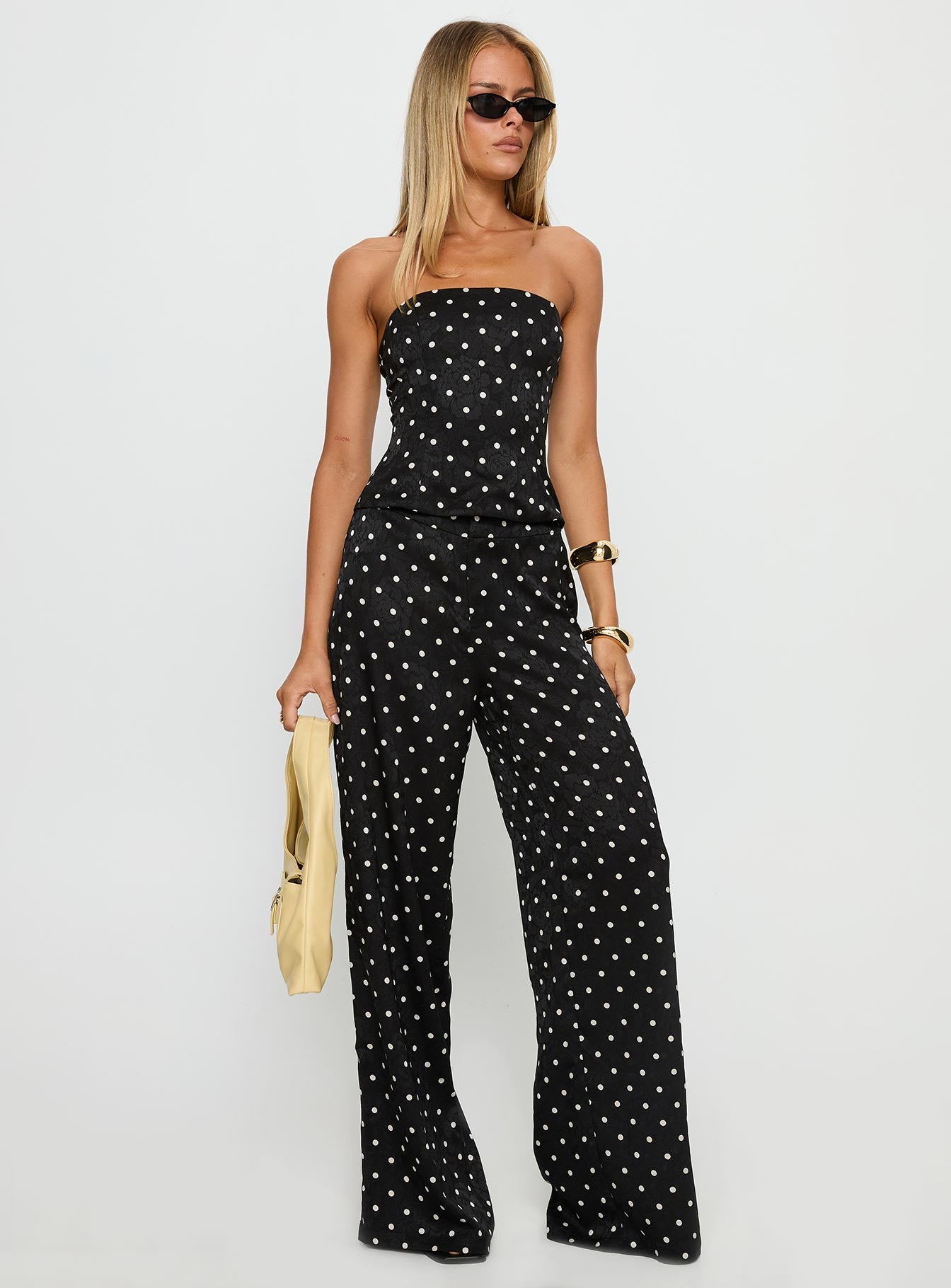 Powdered Sugar Strapless Set Black Polka - Image 3