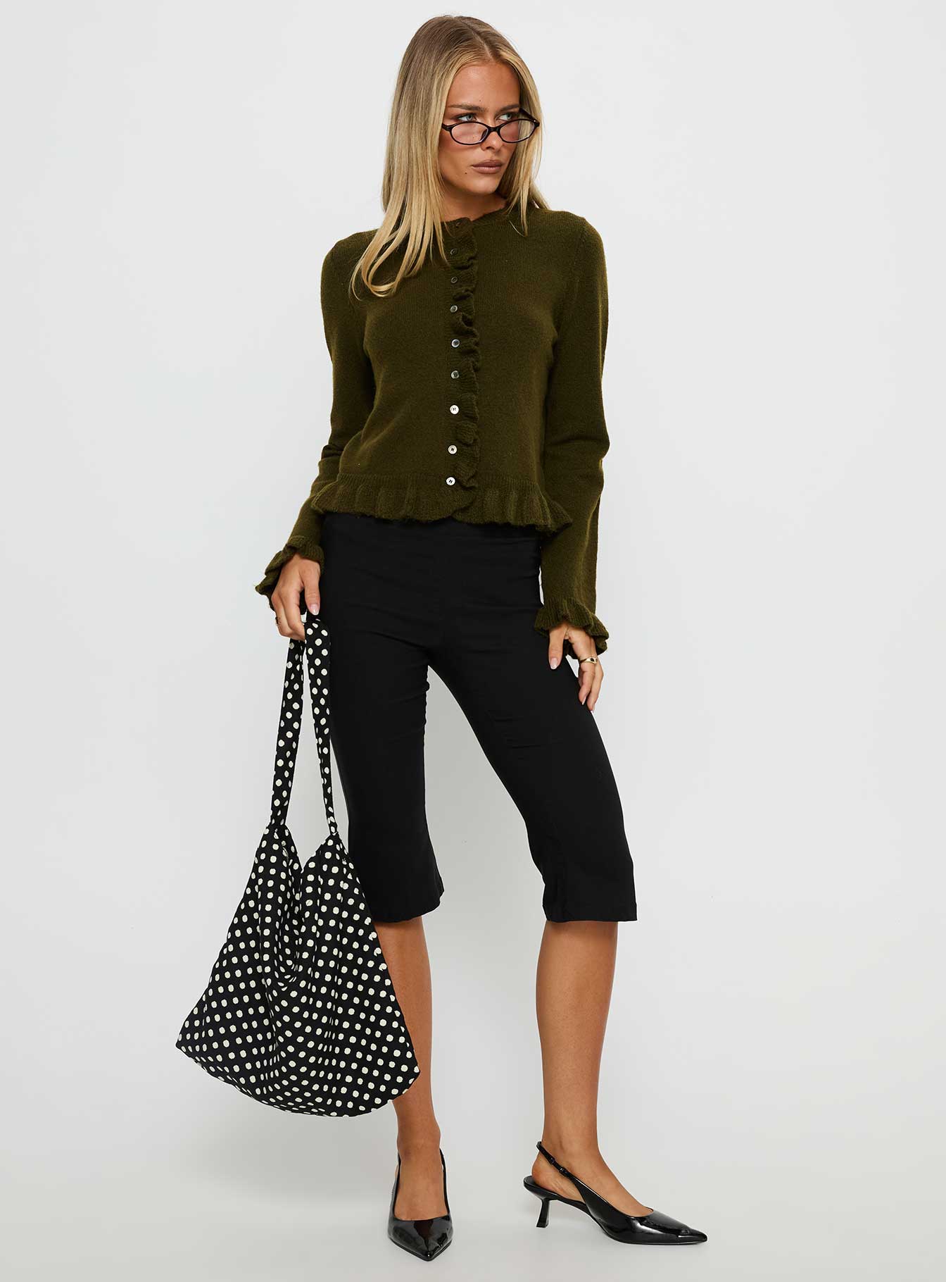 Inclination Frill Cardigan Moss - Image 2