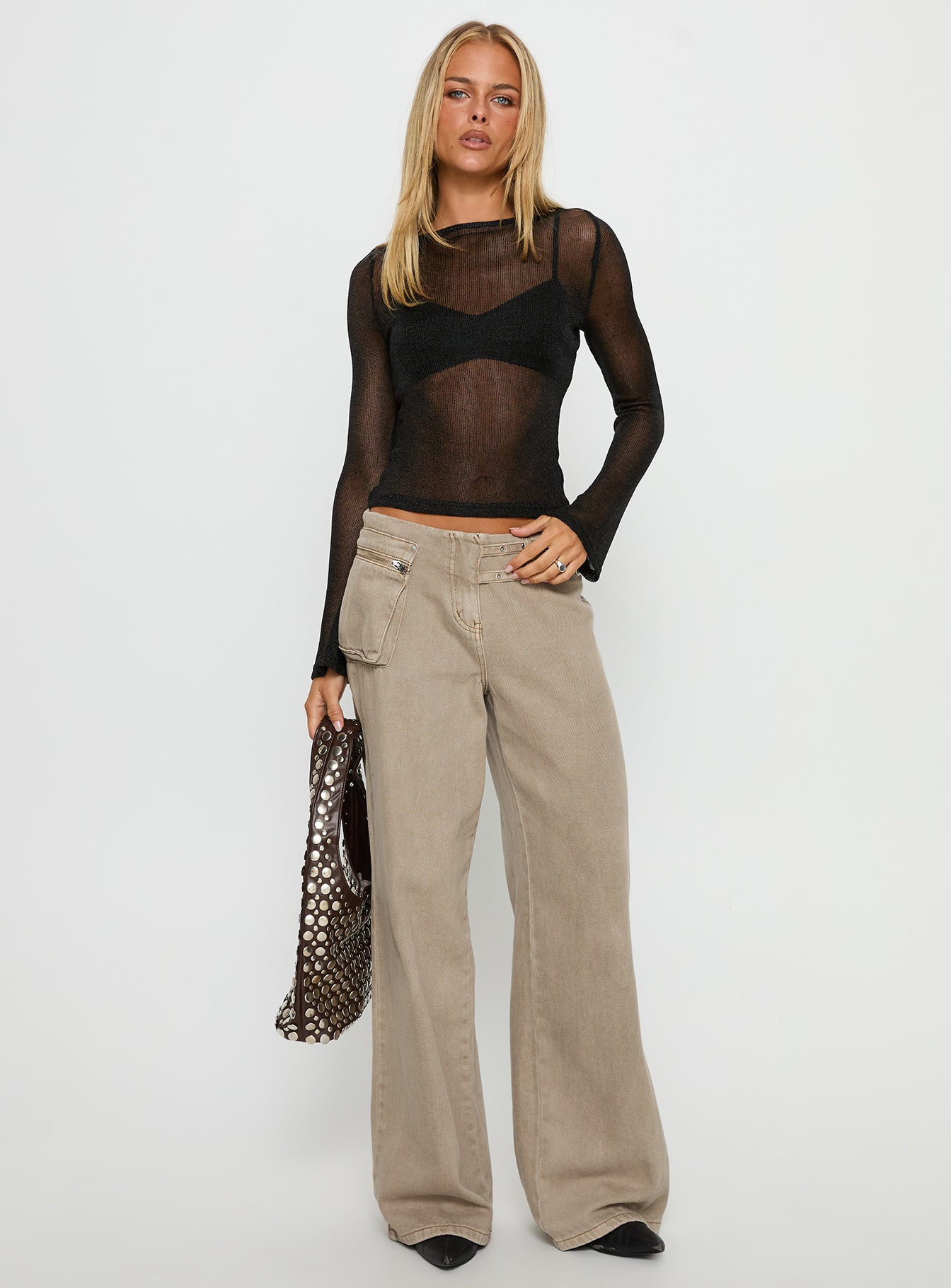 Perfect Mirage Sheer Long Sleeve Top Black - Image 3