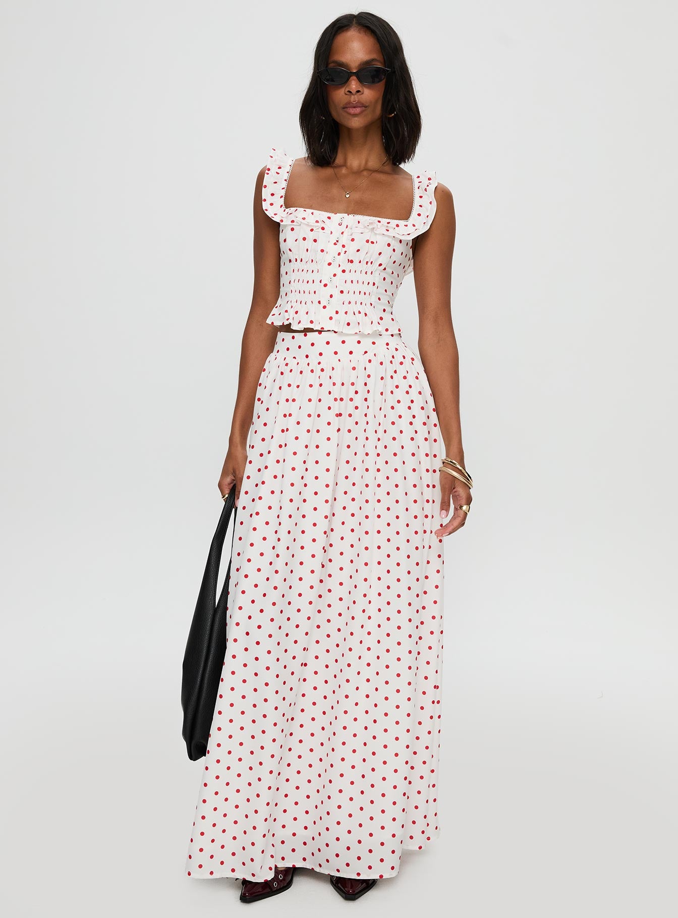 Valerio Maxi Skirt White Red - Image 3