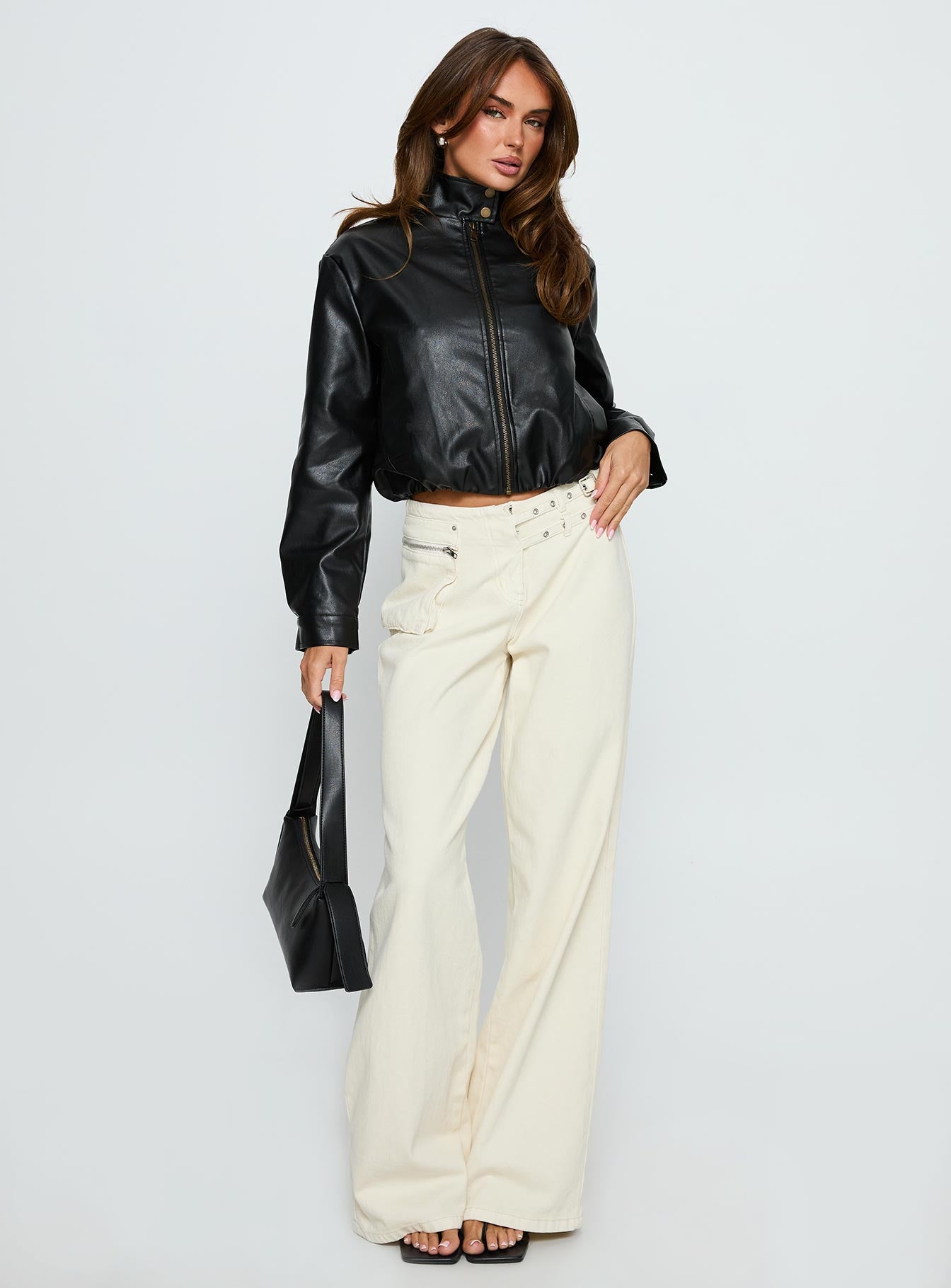 Monay Faux Leather Jacket Black - Image 2
