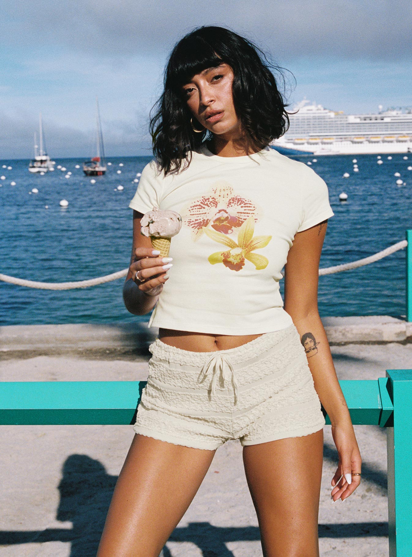 Blooming Orchids Graphic Top Cream - Image 2
