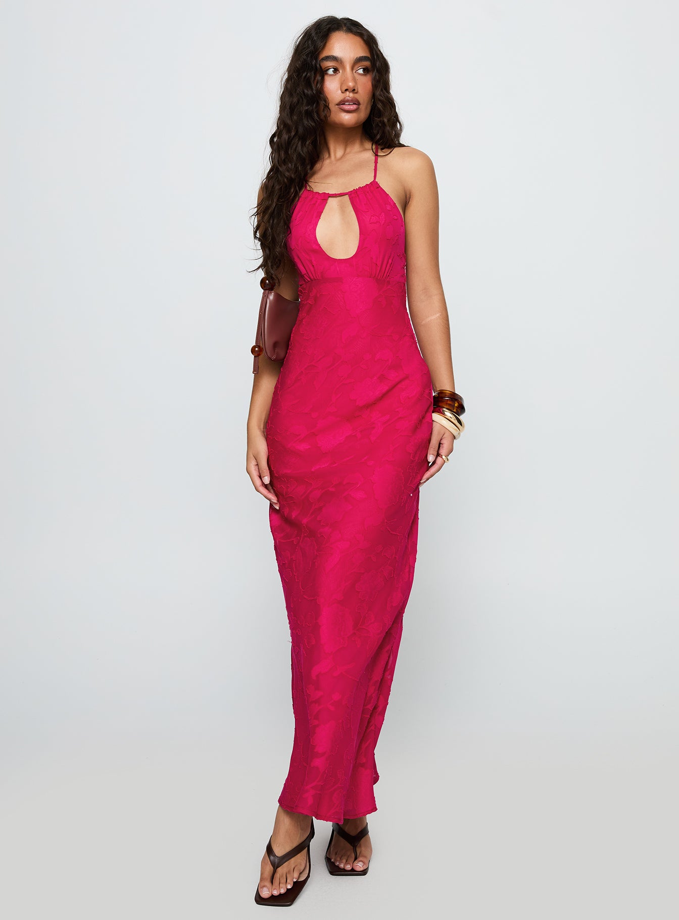 Magnetic Halter Maxi Dress Hot Pink - Image 2