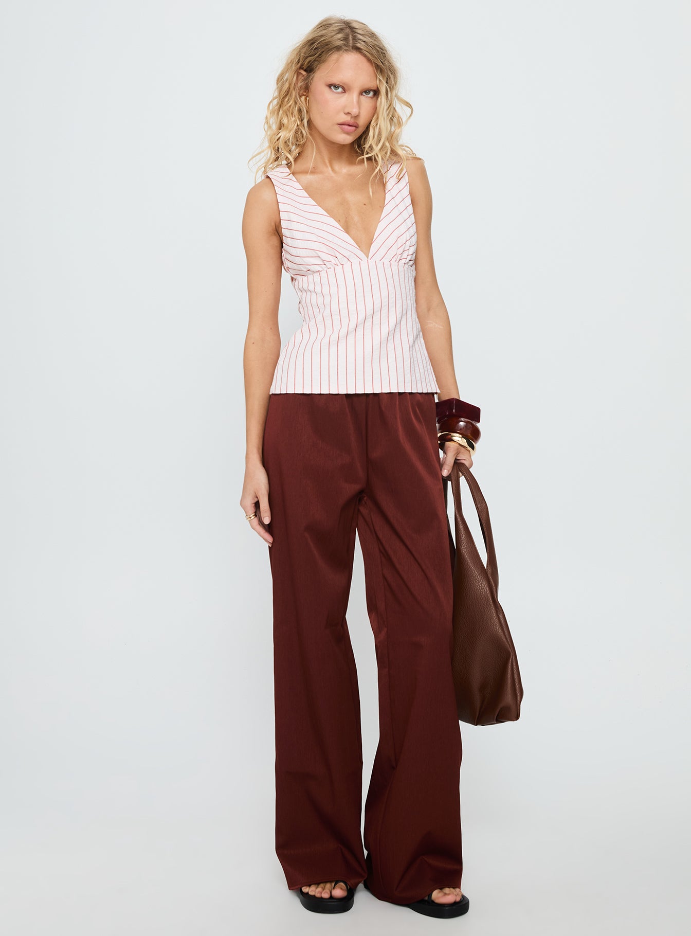 Callaia Plunge Cami Top Pink Stripe - Image 2