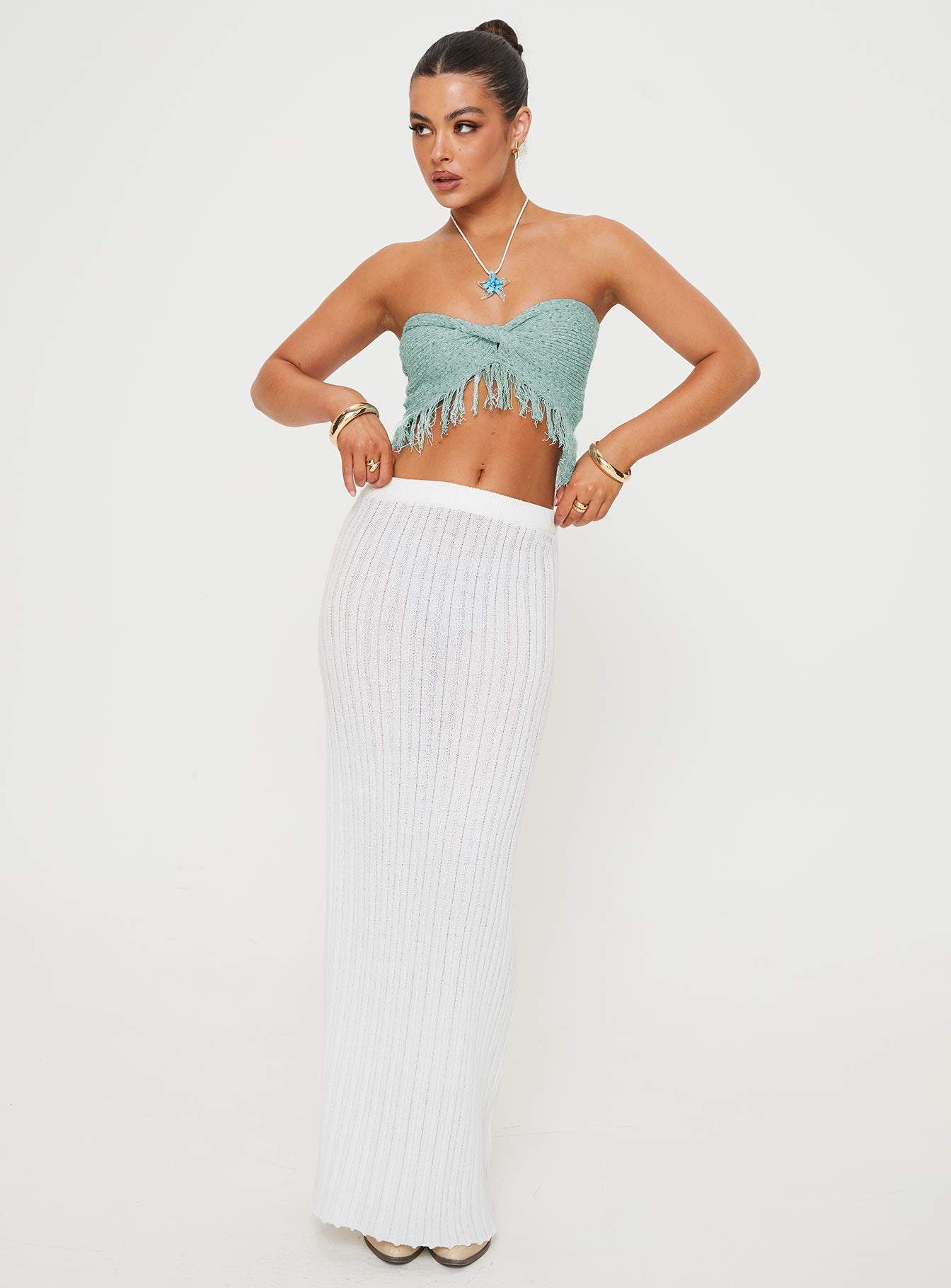 Kovac Reversible Fringe Tube Top Blue - Image 3