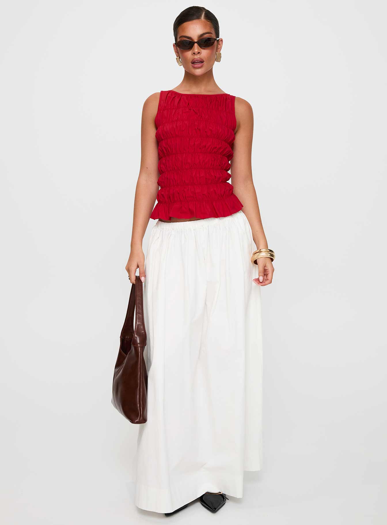 Marleene Shirred Top Red - Image 3