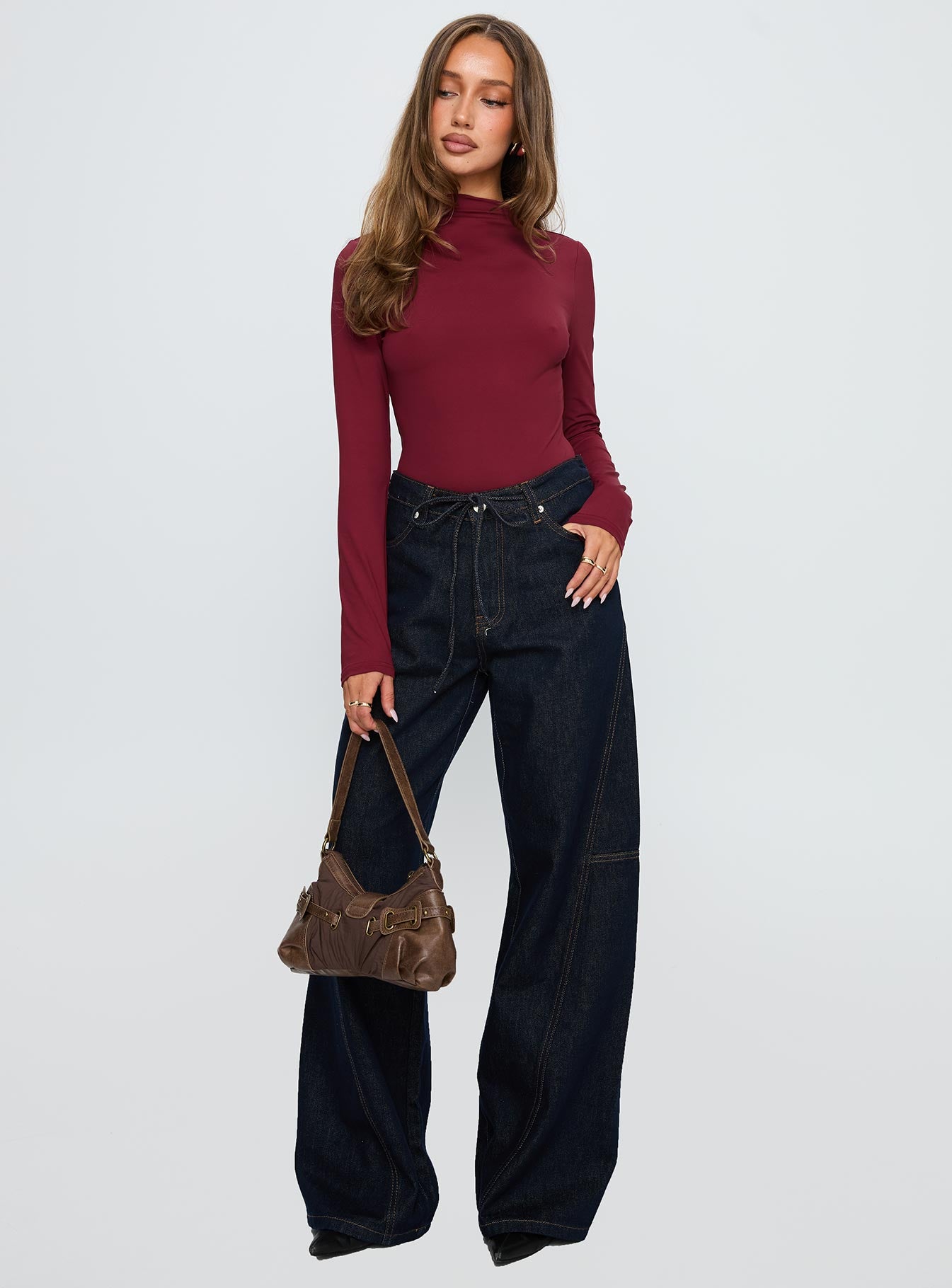 Augustness Long Sleeve Bodysuit Burgundy - Image 3