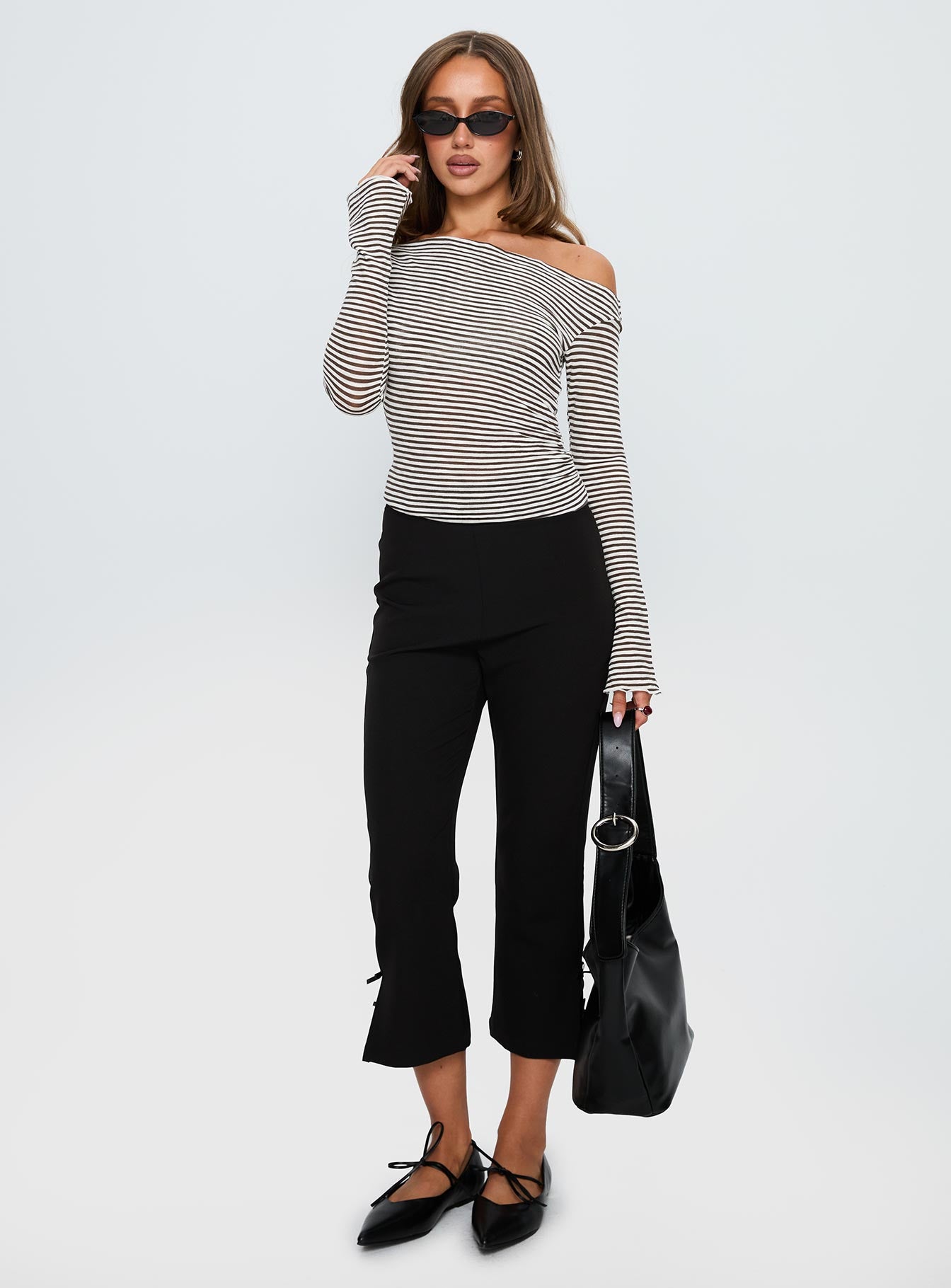 Synergies Long Sleeve Top Brown White Stripe - Image 3